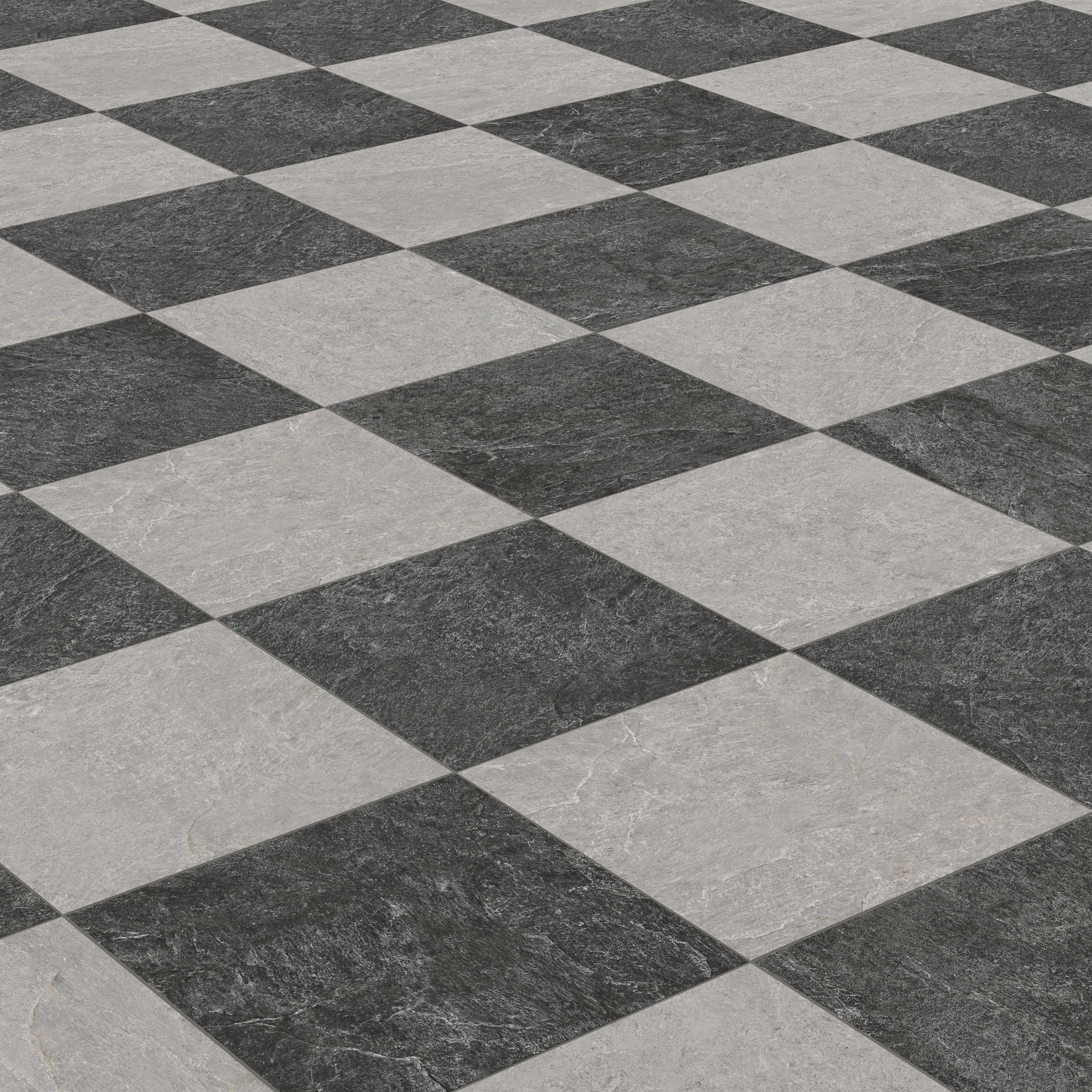 Dawson 24 x 24 Checkerboard Grip 2cm Porcelain Paver Tile in Midnight Slate & Millstone - Image 6