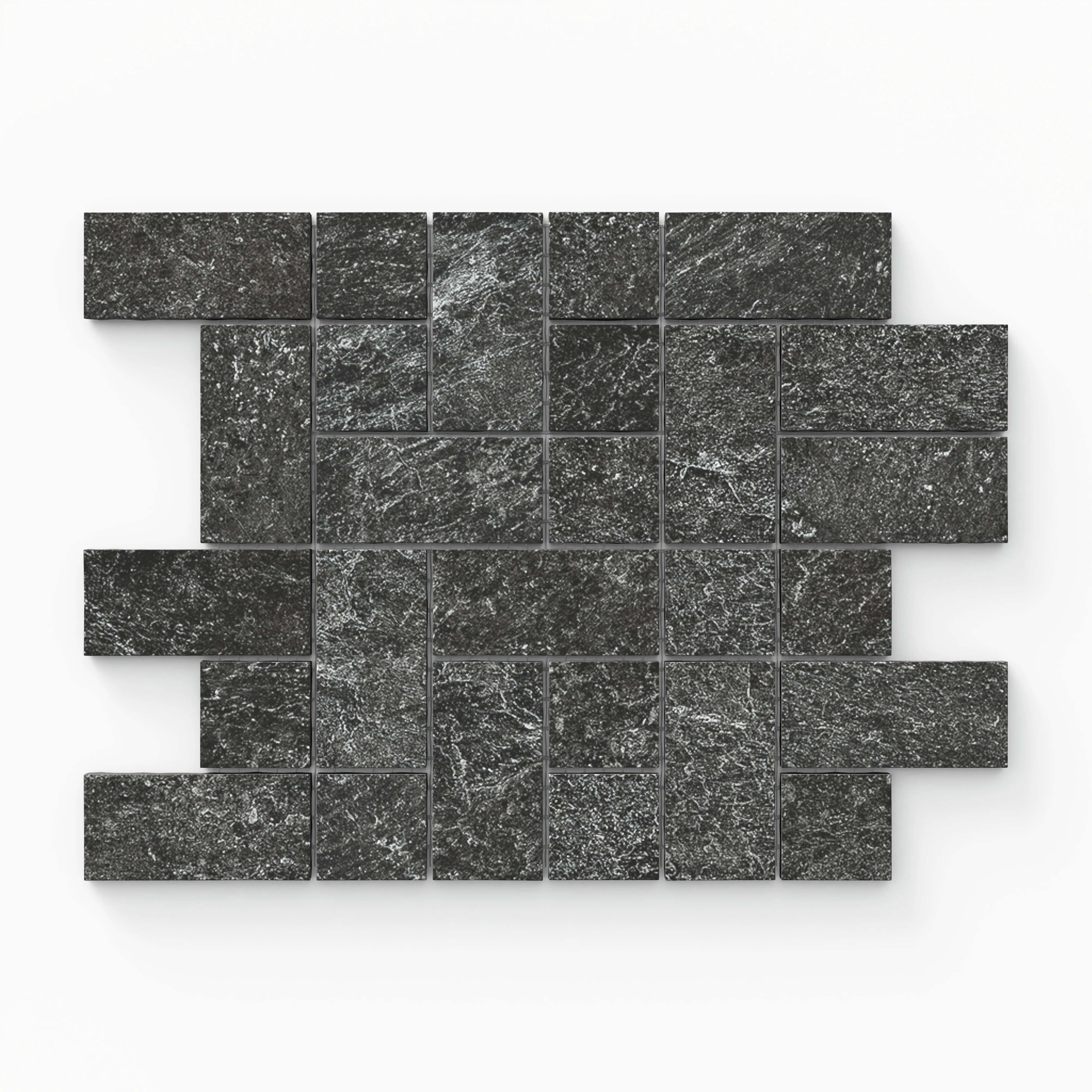 Dawson 8.7 x 12 Matte Porcelain Tetris Mosaic Tile in Charcoal