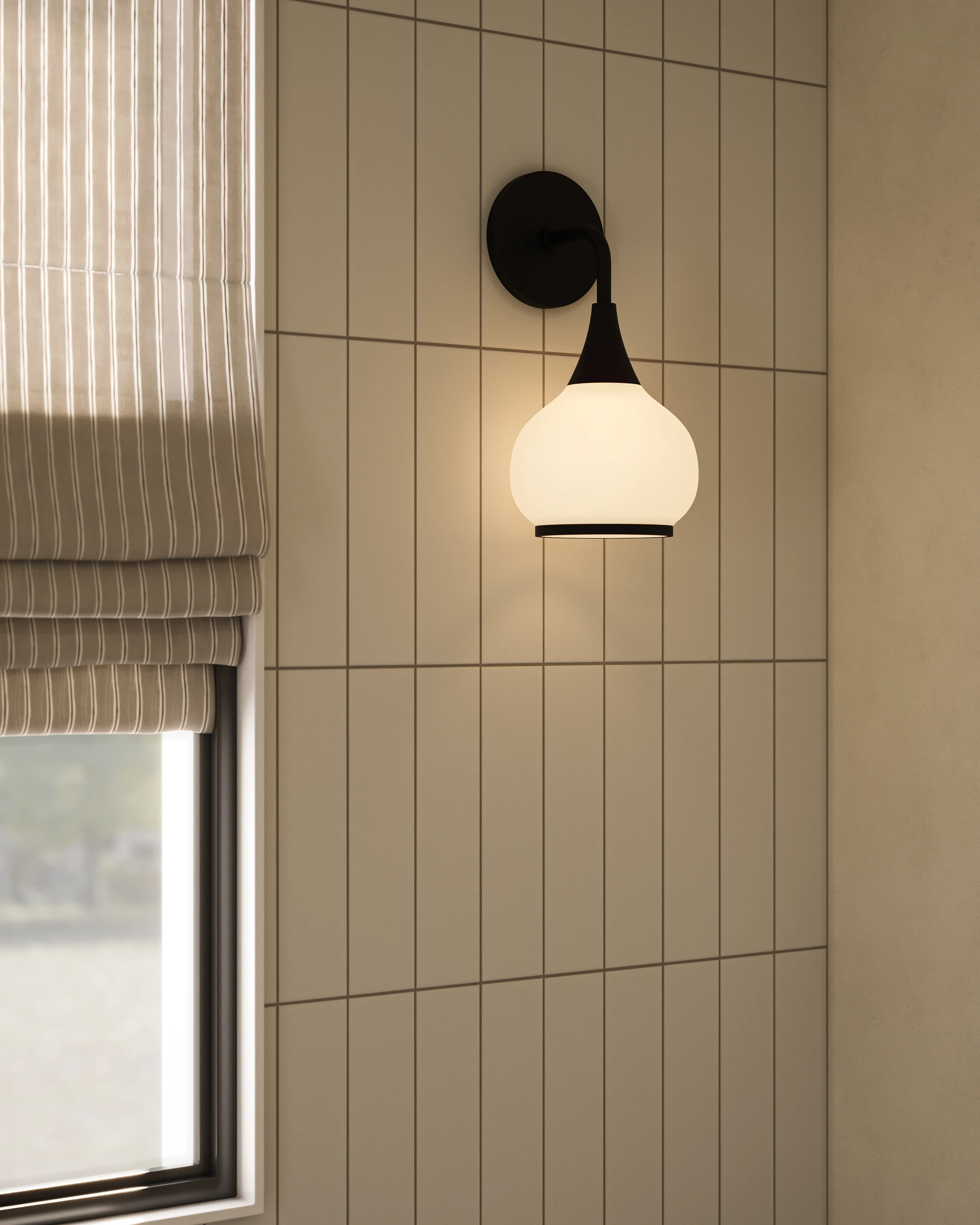 Eleanor 6" 1 Light Wall/Vanity Light in Matte Black/Opal Matte Glass - Image 2