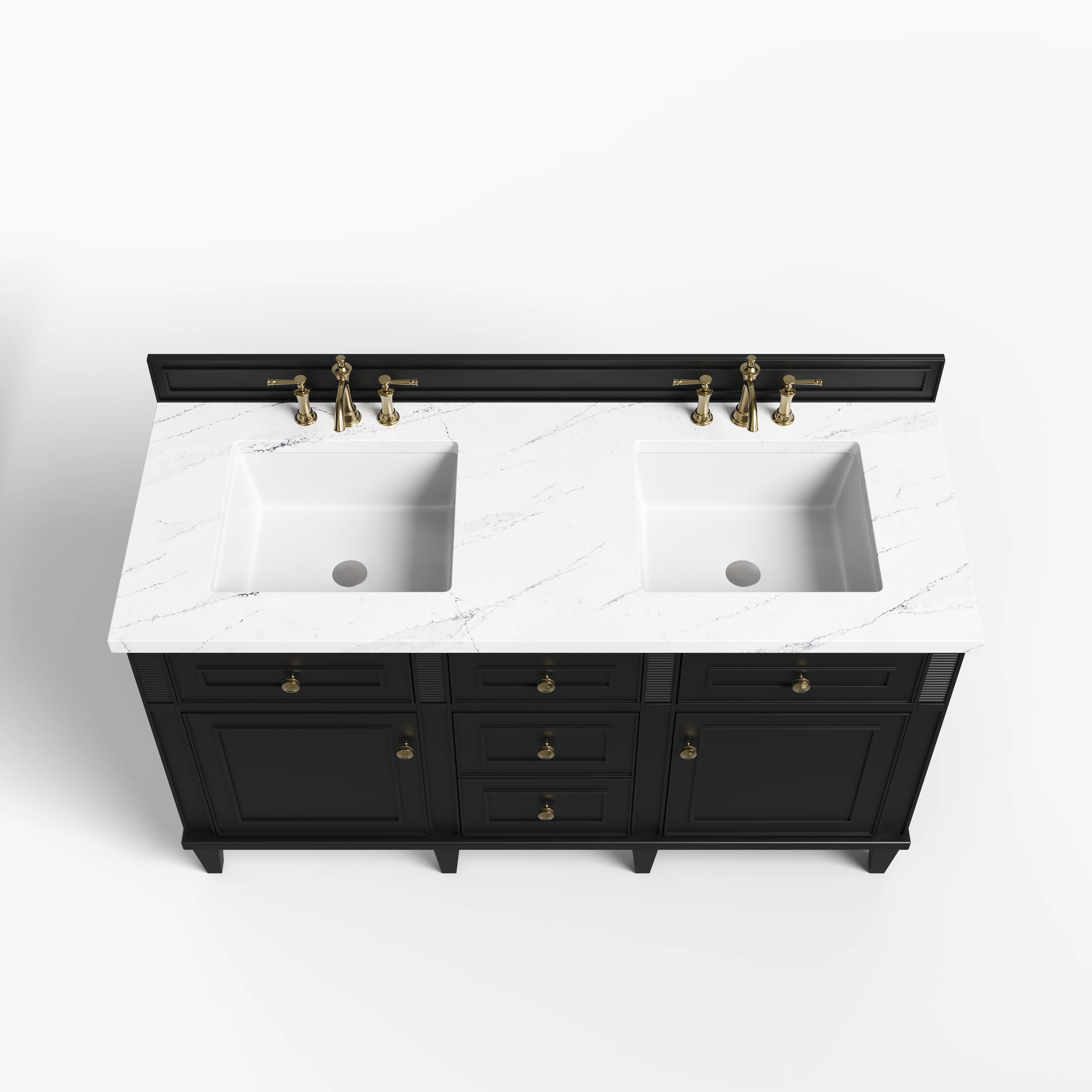 Elodie 60" Double Vanity in Black Onyx with 3 cm Ethereal Noctis Quartz Top - Image 3