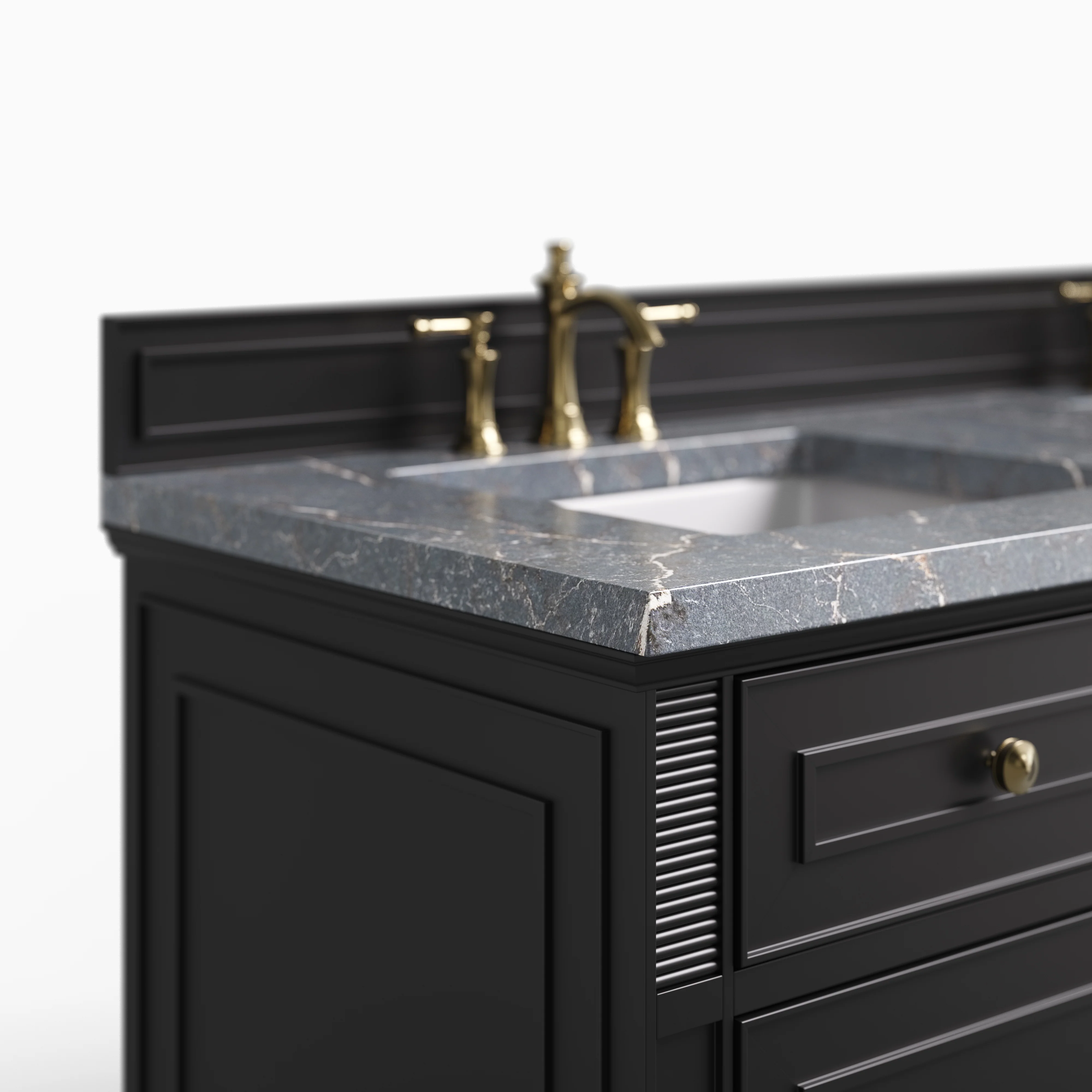 Elodie 60" Double Vanity in Black Onyx with 3 cm Parisien Bleu Quartz Top - Image 4