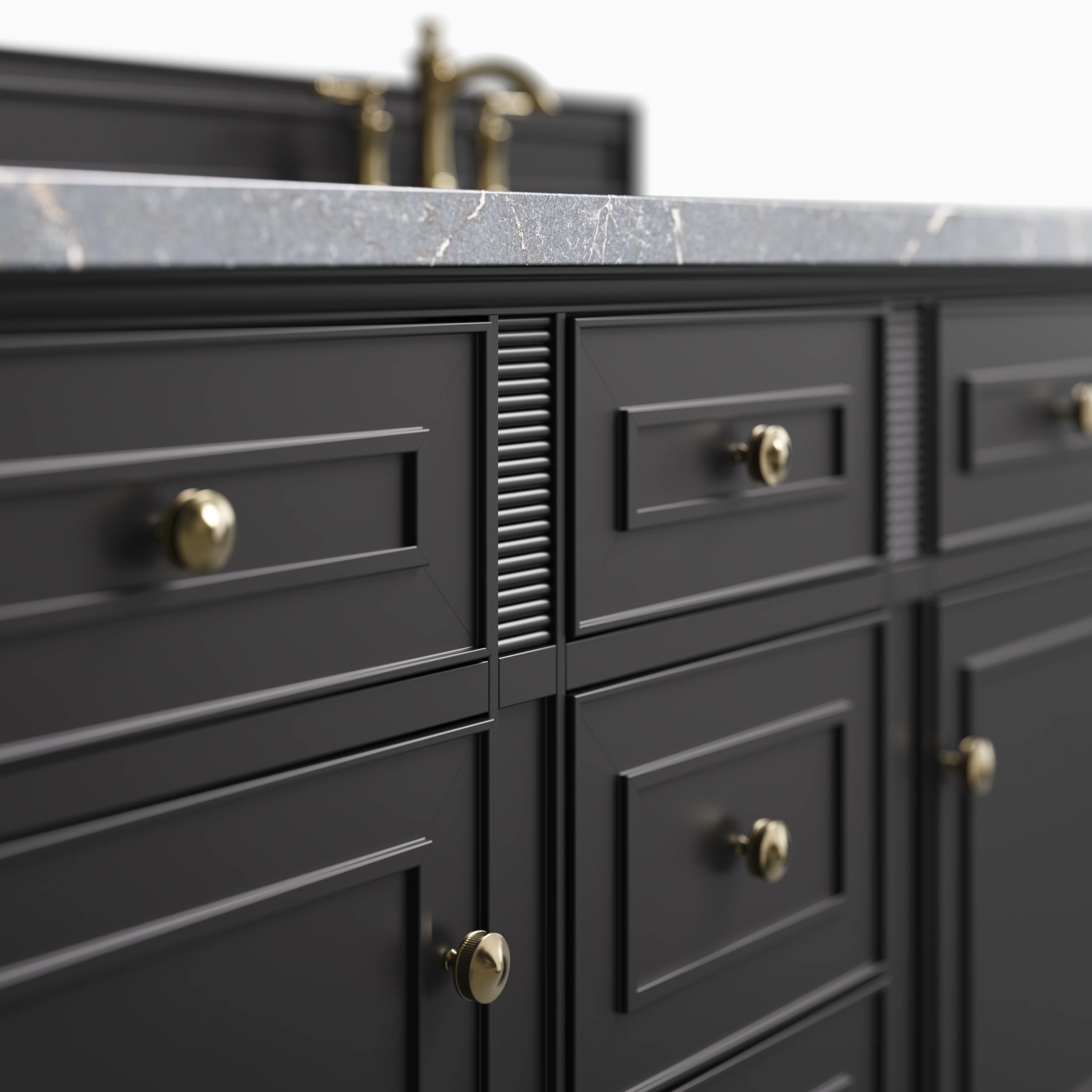 Elodie 60" Double Vanity in Black Onyx with 3 cm Parisien Bleu Quartz Top - Image 5