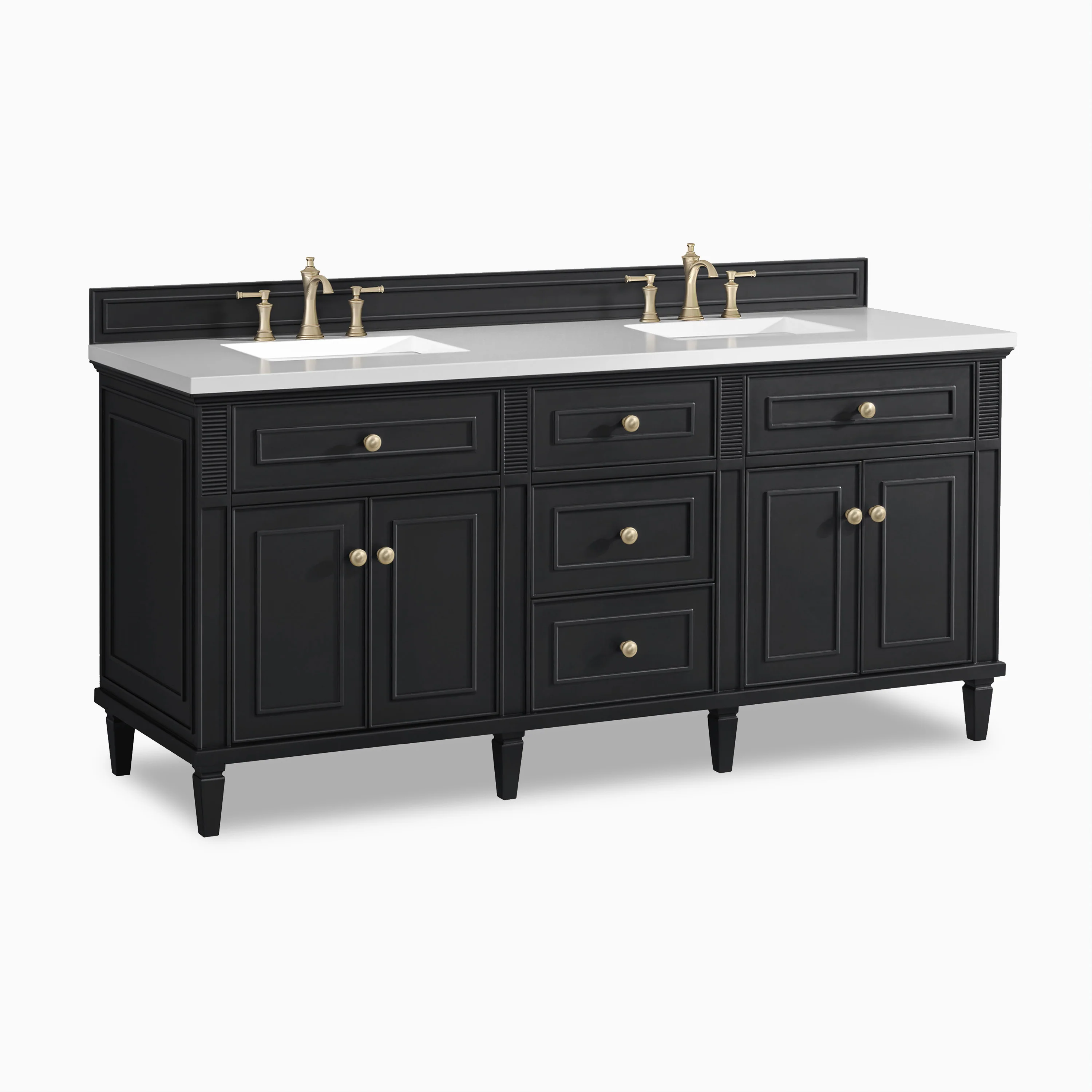 Elodie 72" Double Vanity in Black Onyx with 3 cm White Zeus Quartz Top - Image 3