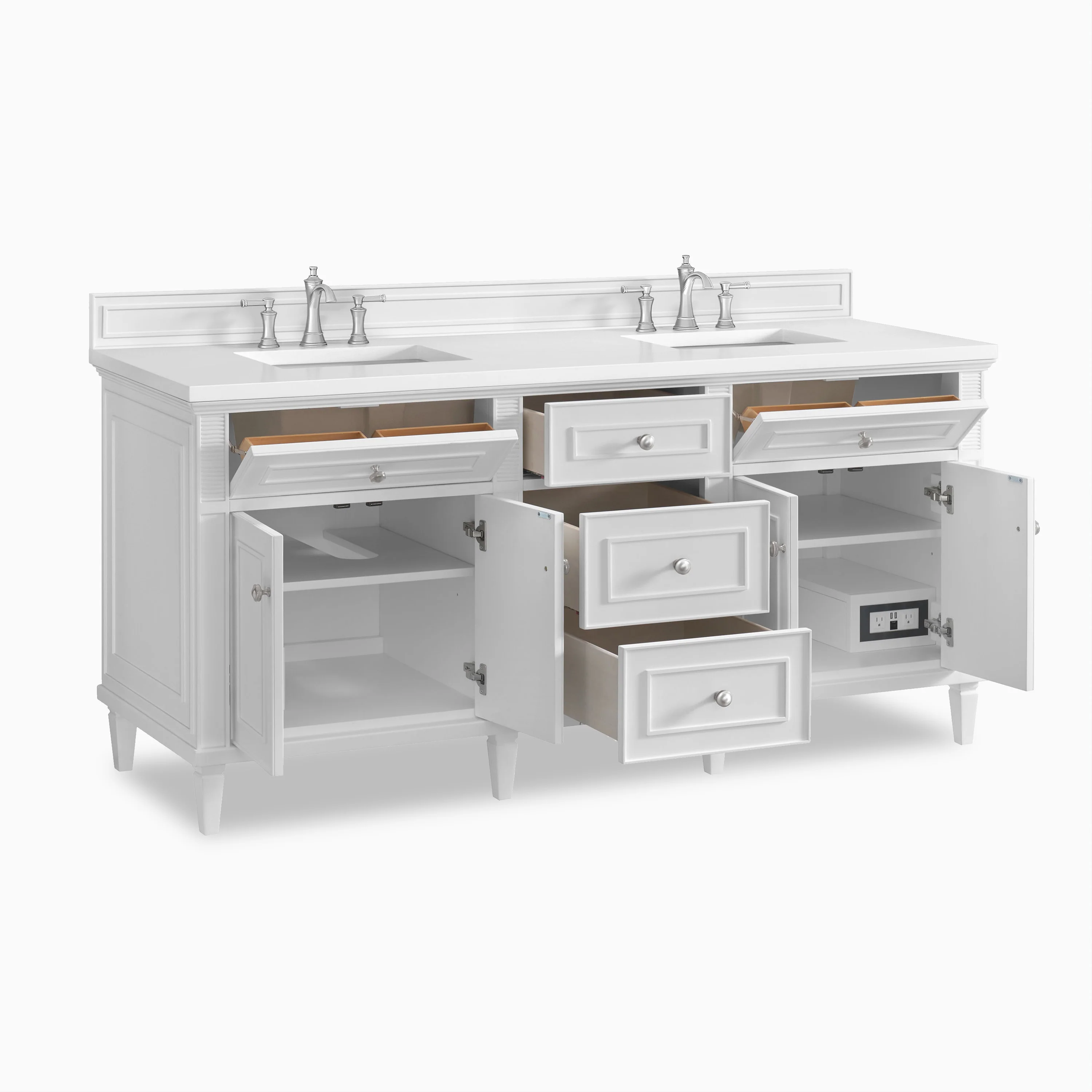 Elodie 72" Double Vanity in Bright White with 3 cm White Zeus Quartz Top - Image 3