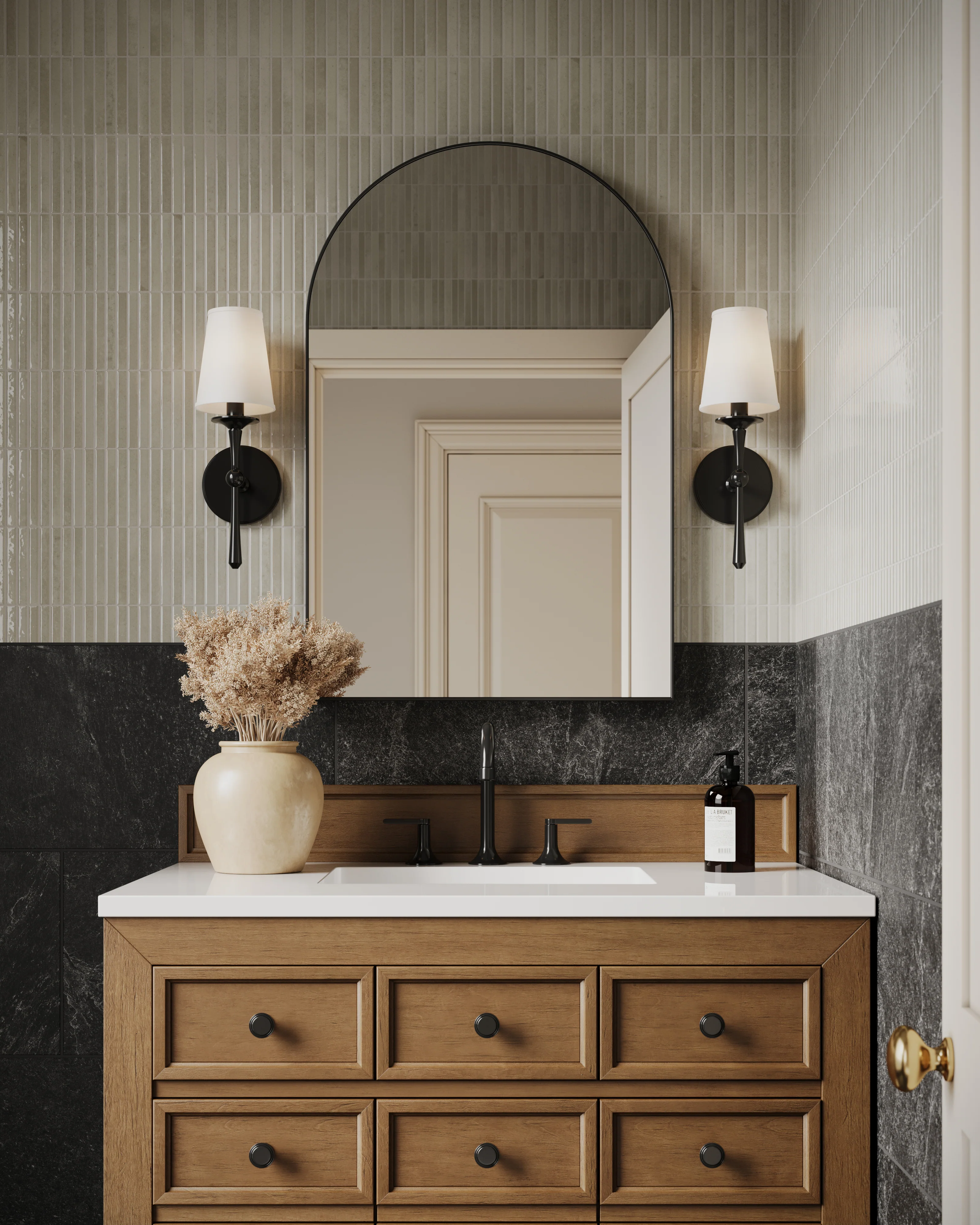 Esmeralda Small Mirror in Iron Matte Black - Image 19