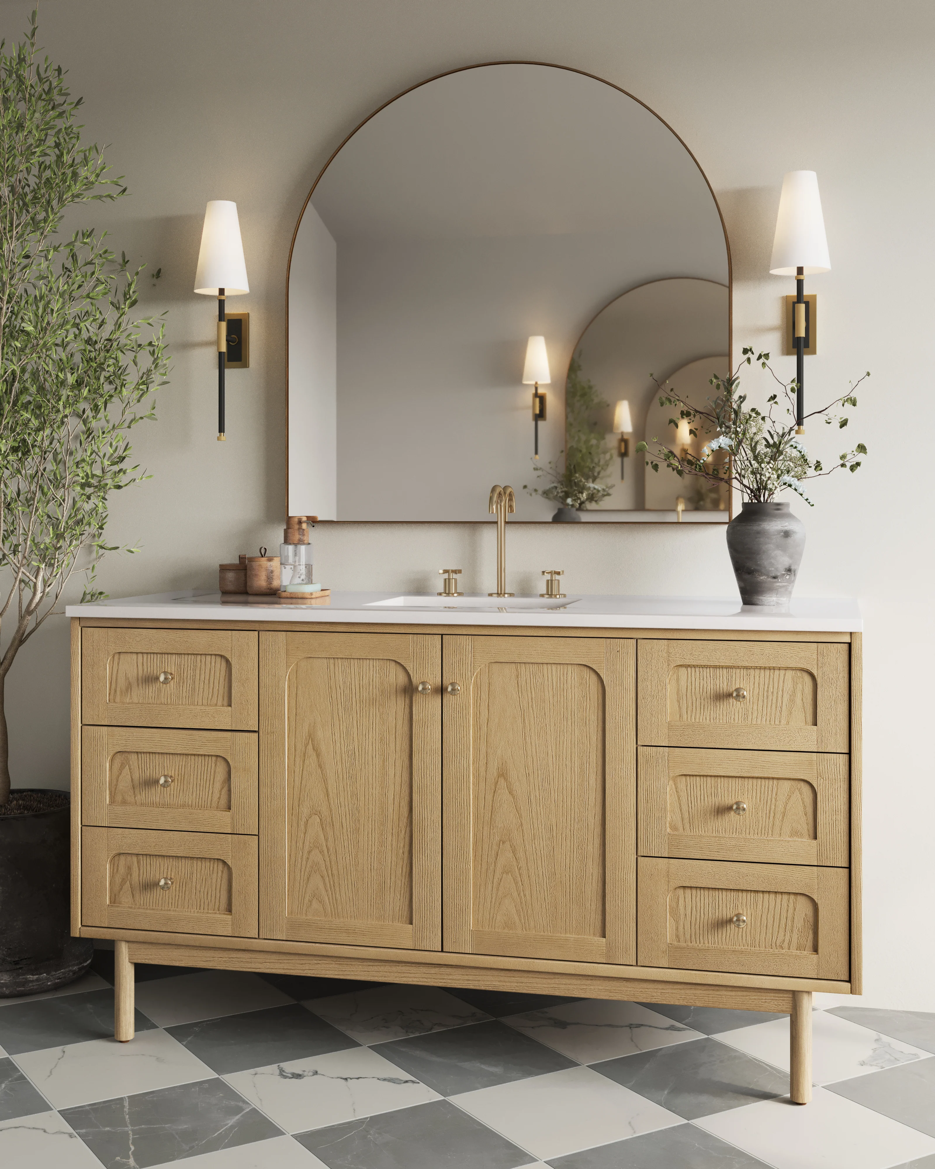 Esmeralda Wide Mirror in Polished Brass - Image 8