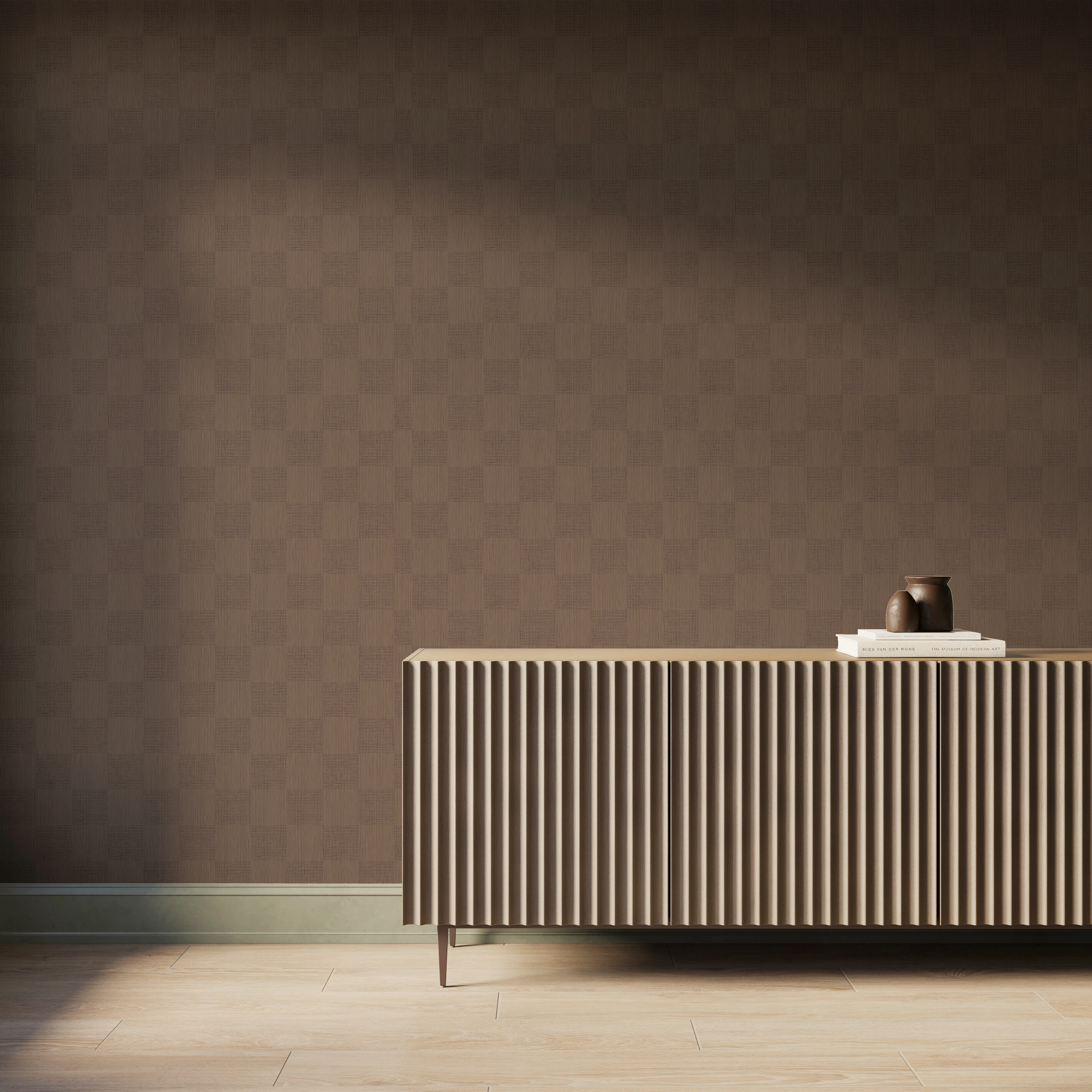 Essex Wallpaper in Black/Tan II, 52" x 132" - Image 2