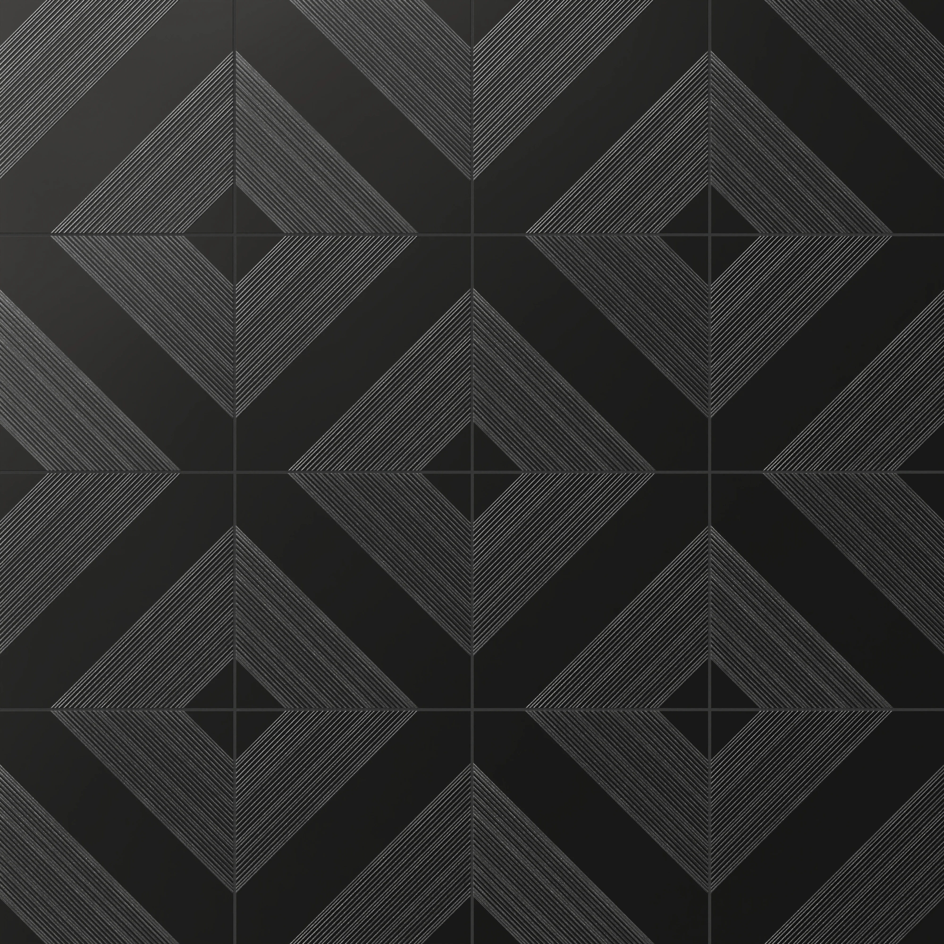 Estelle 12 x 12 Satin Ceramic Tile in Deco 1 Black Silver