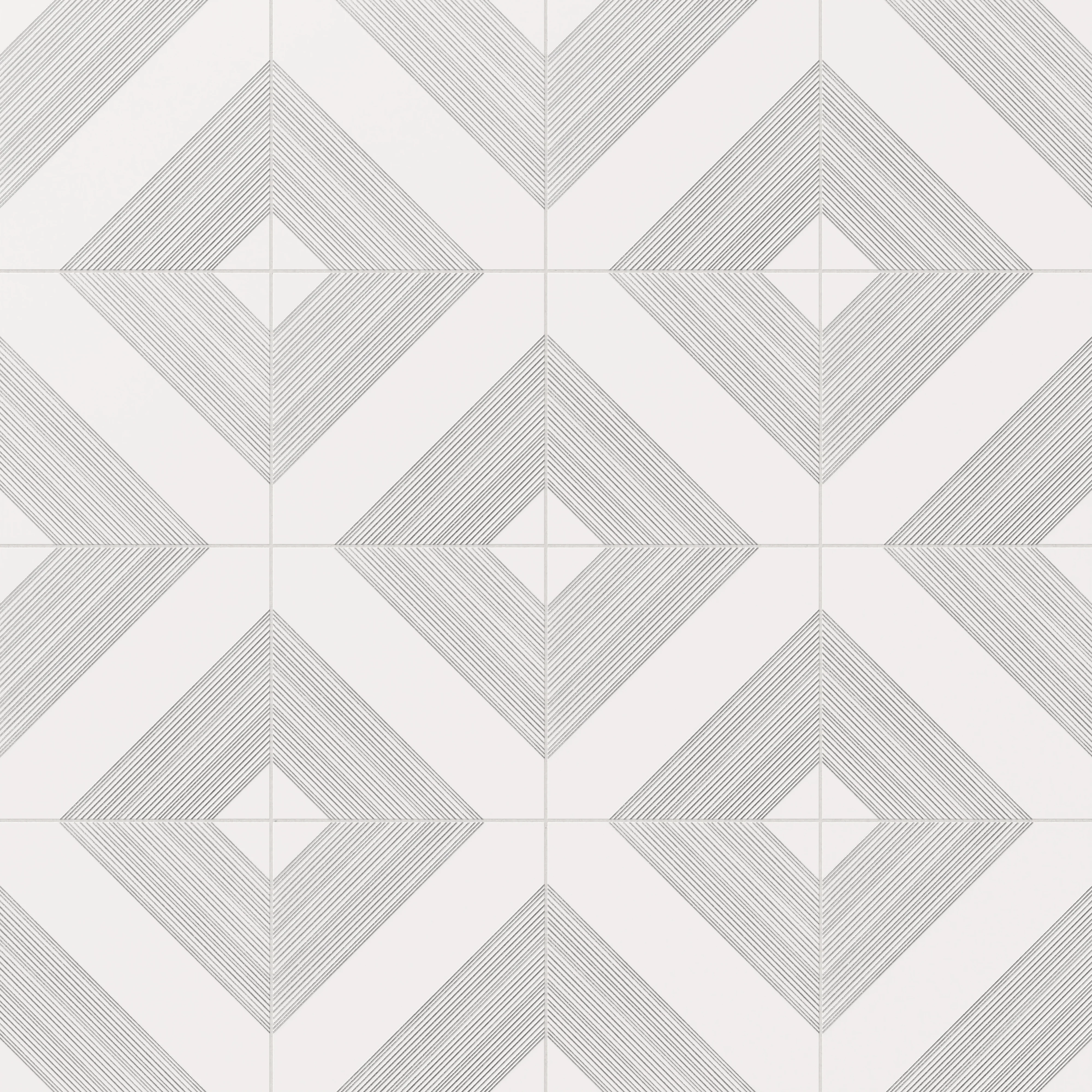 Estelle 12 x 12 Satin Ceramic Tile in Deco 1 Whitte Silver