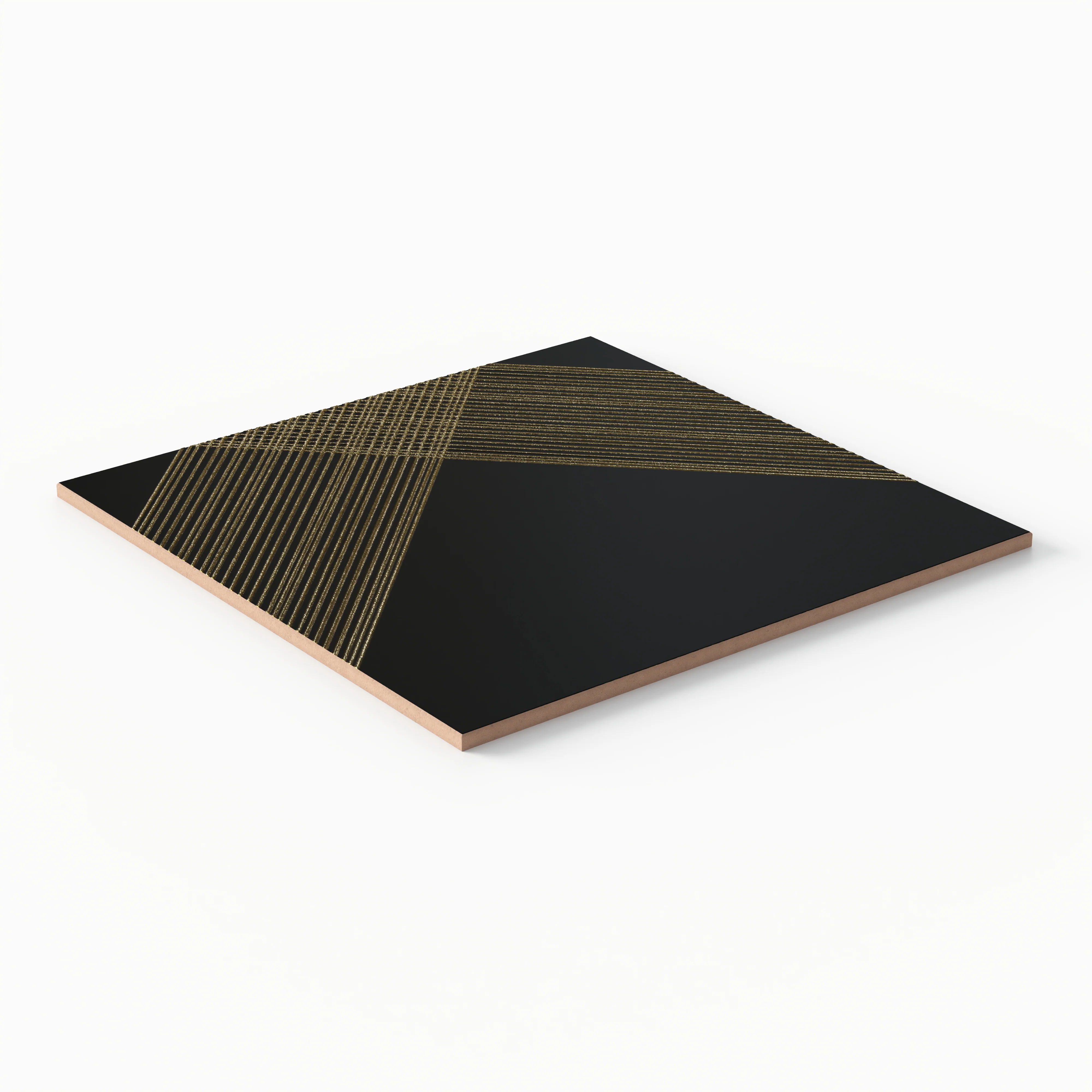 Estelle 12 x 12 Satin Ceramic Tile in Deco 2 Black Gold - Image 3