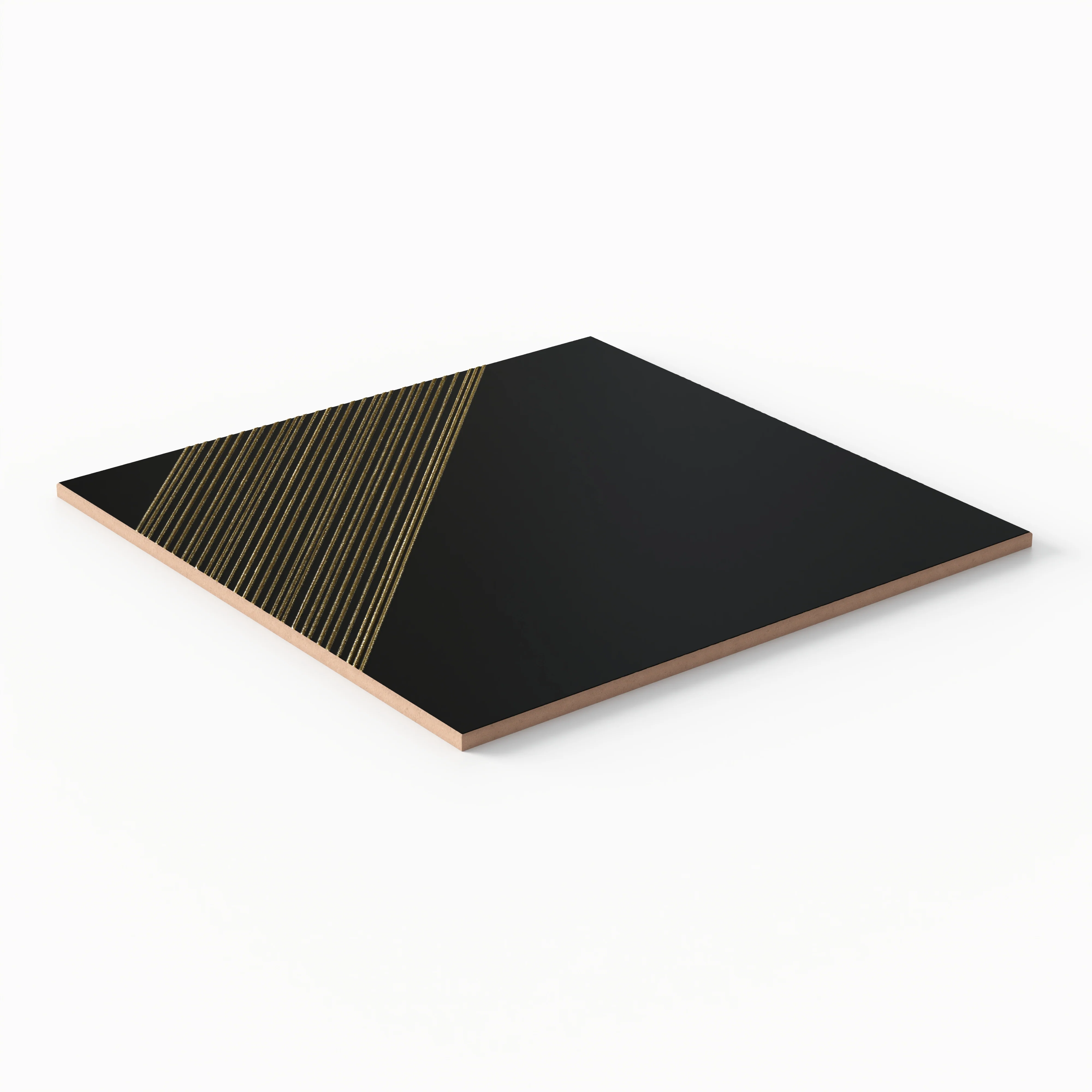 Estelle 12 x 12 Satin Ceramic Tile in Deco 3 Black Gold - Image 3