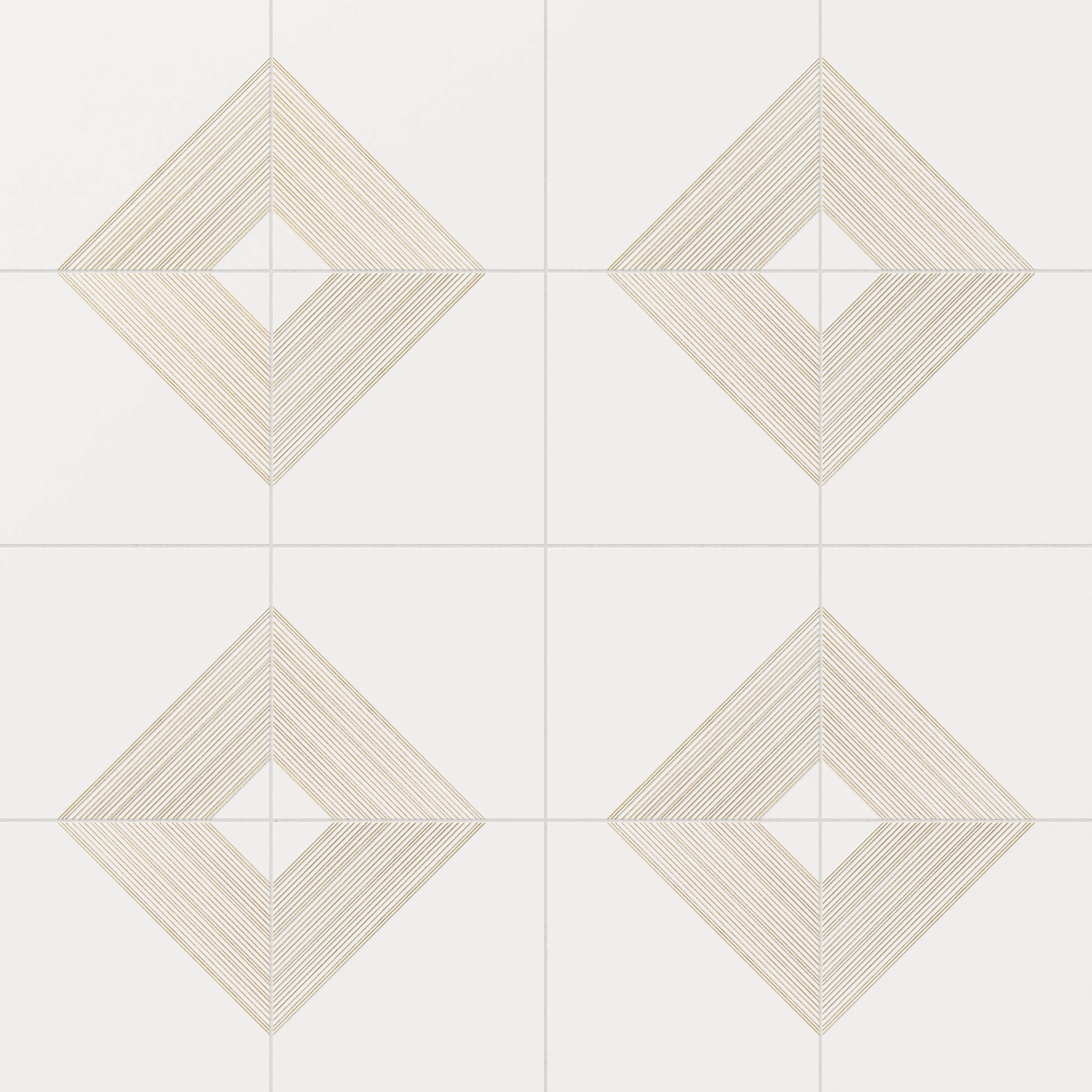 Estelle 12 x 12 Satin Ceramic Tile in Deco 3 White Gold