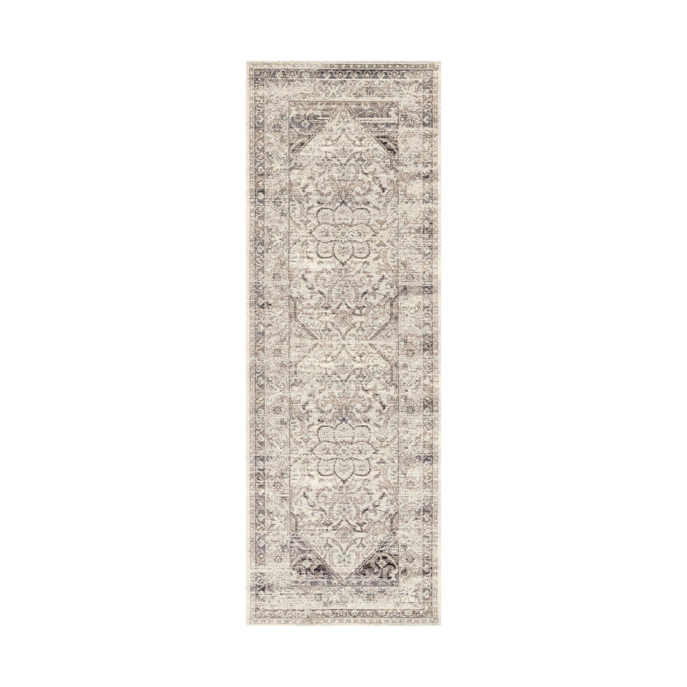 Evermere Indoor/Outdoor Rug in Stone / Ivory, 2'5" x 7'8"