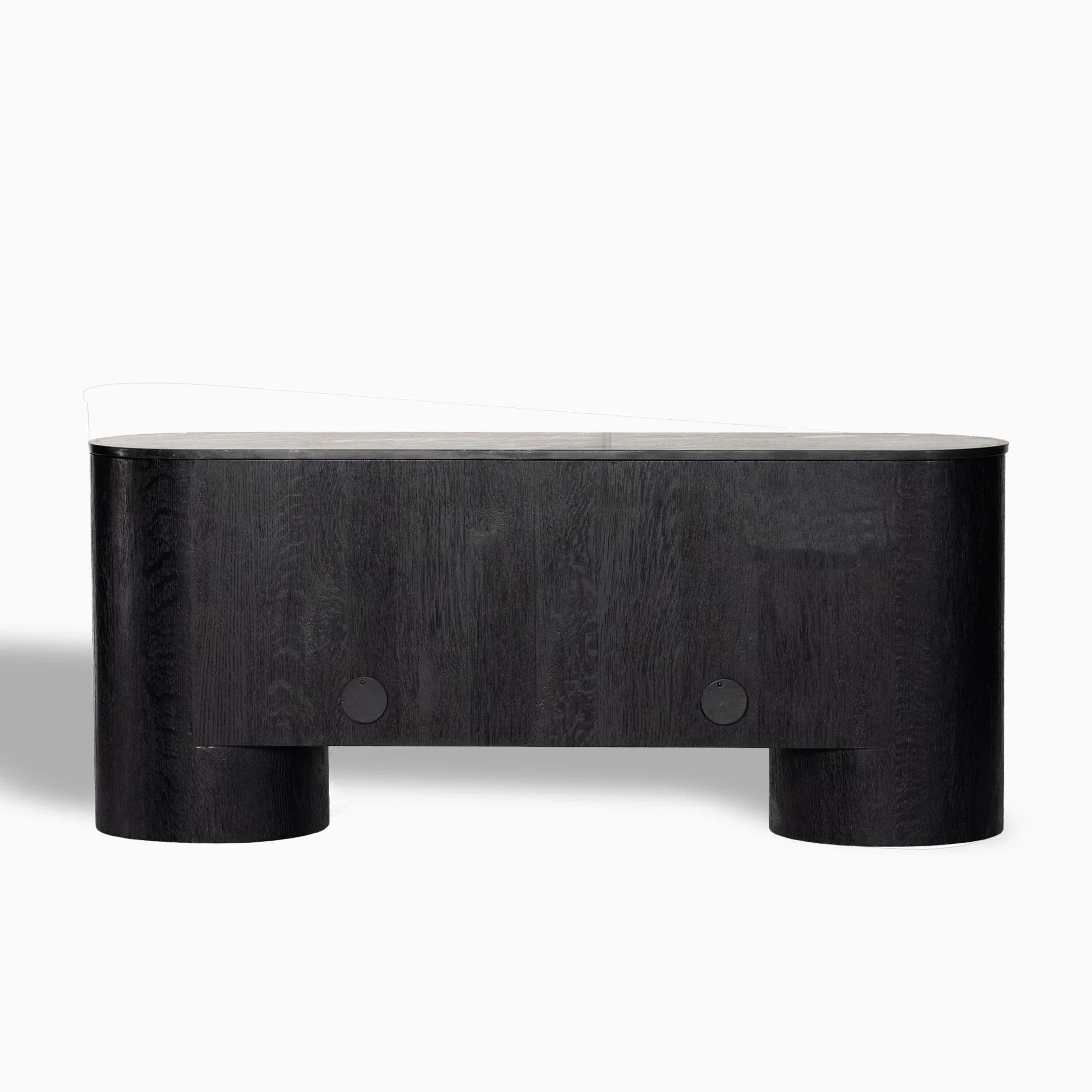 Fannin Media Console in Black Oak Veneer with Black Marble Top - Image 4