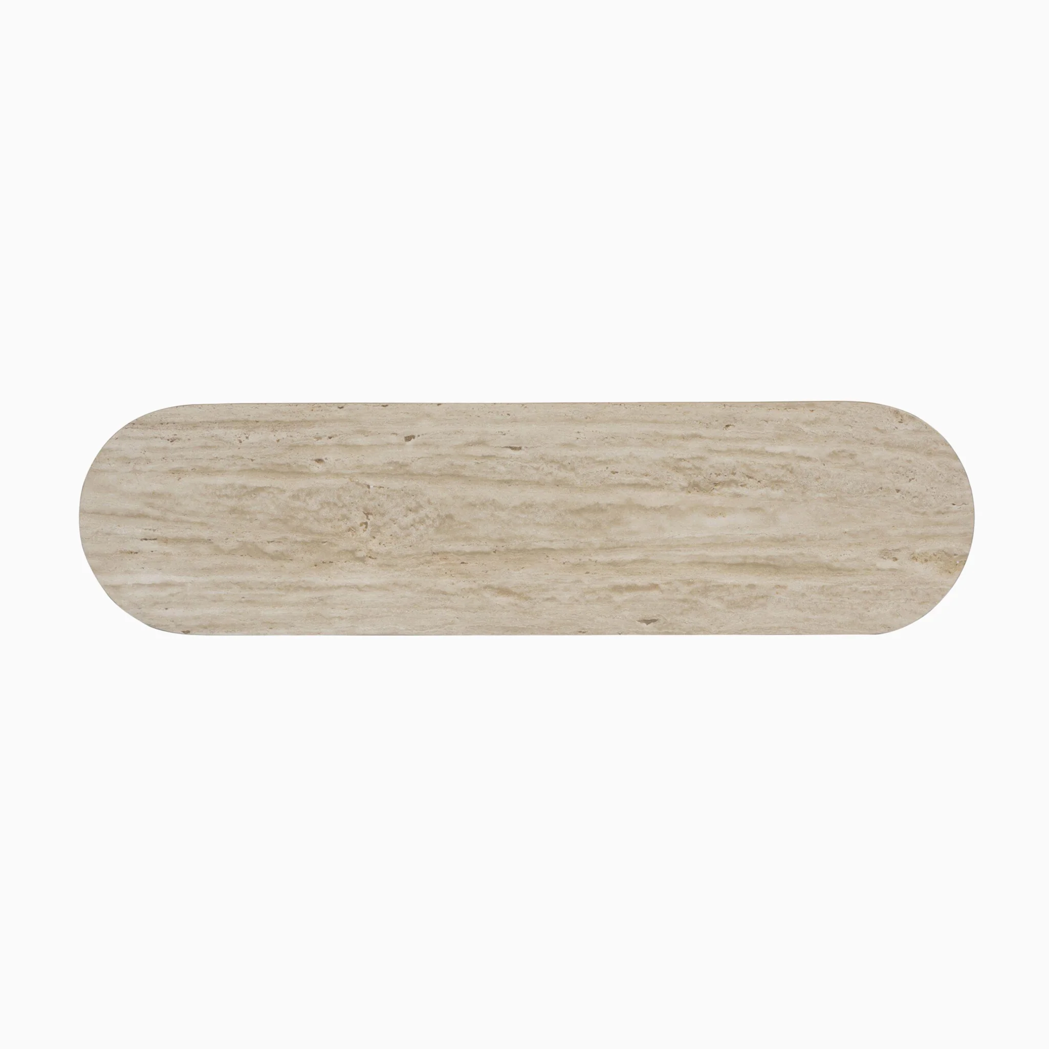 Fannin Media Console in Natural Light Oak Veneer with Natural Travertine Top - Image 4