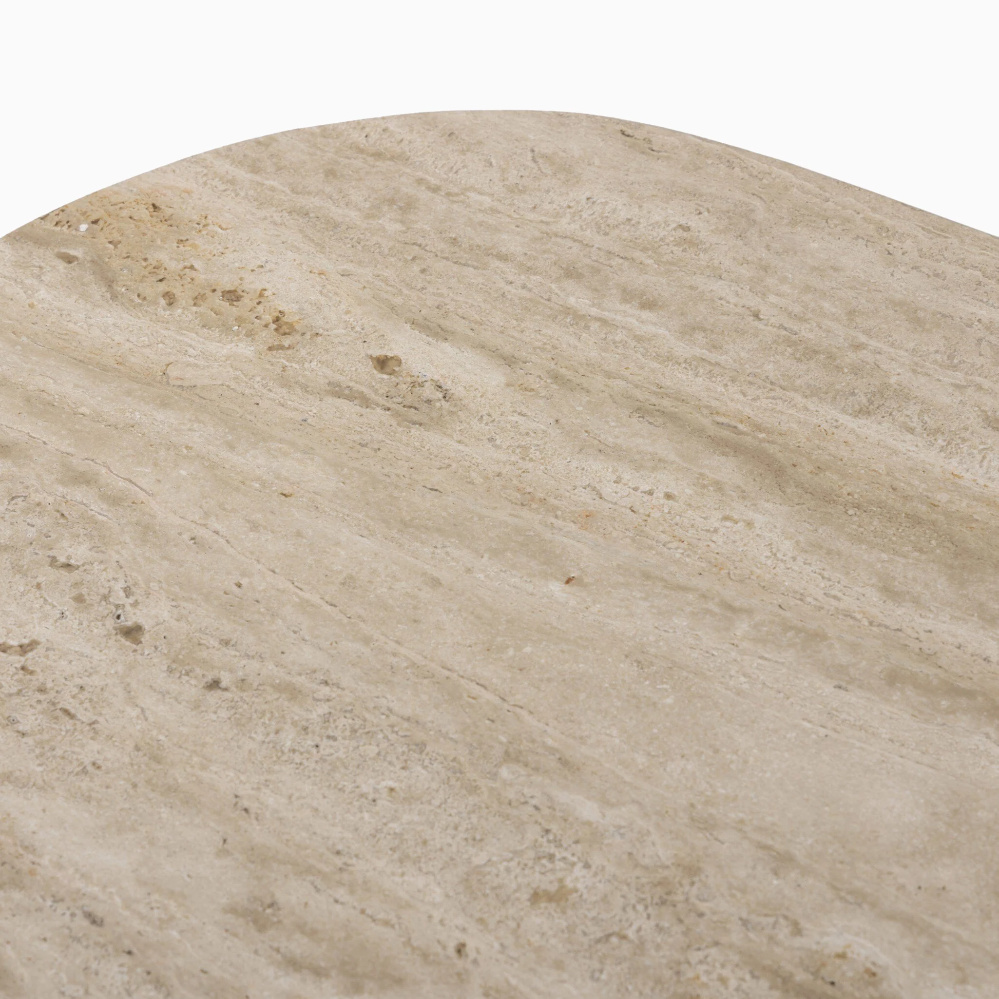 Fannin Media Console in Natural Light Oak Veneer with Natural Travertine Top - Image 8