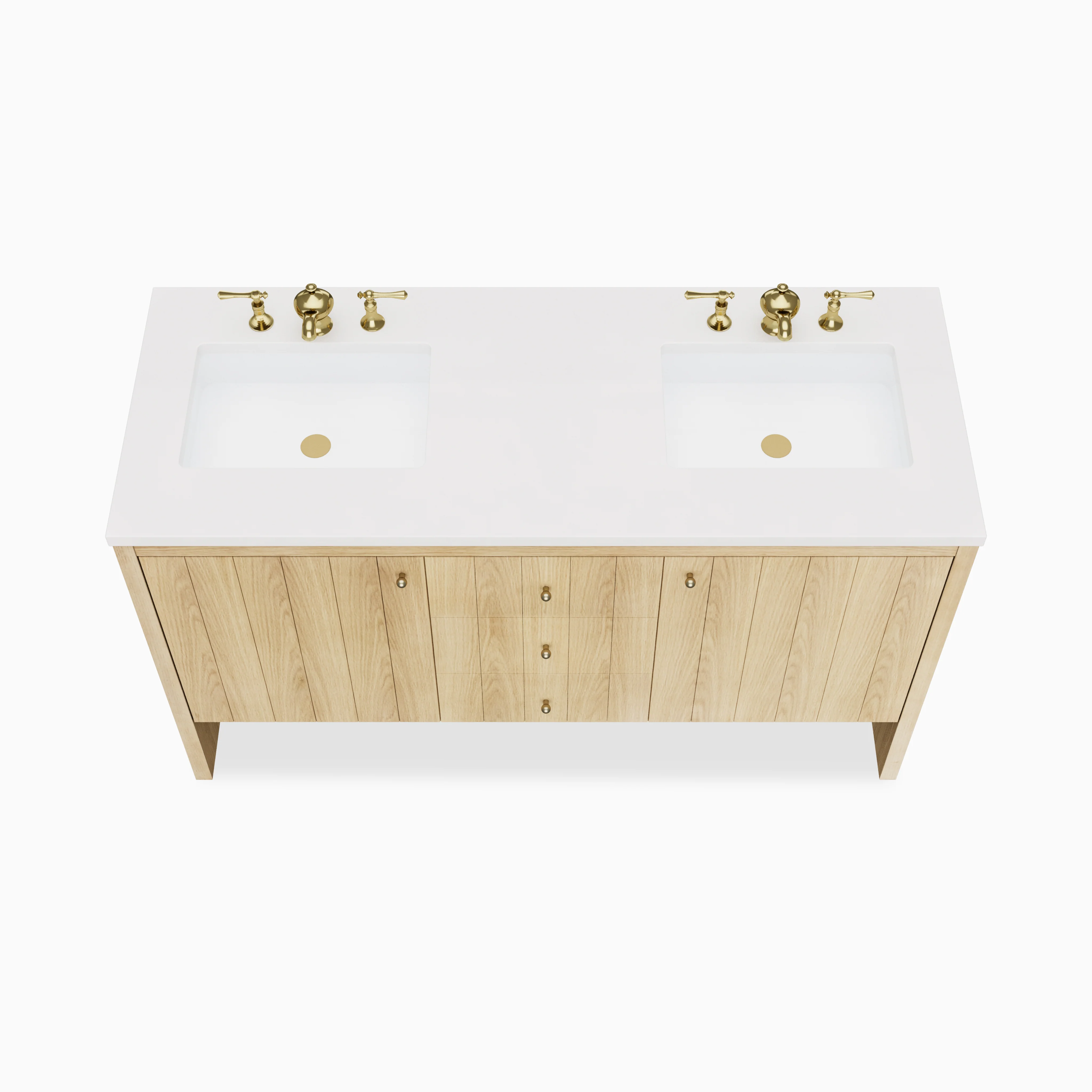 Gabriella 60" Double Vanity in Light Natural Oak with 3 cm White Zeus Quartz Top - Image 6