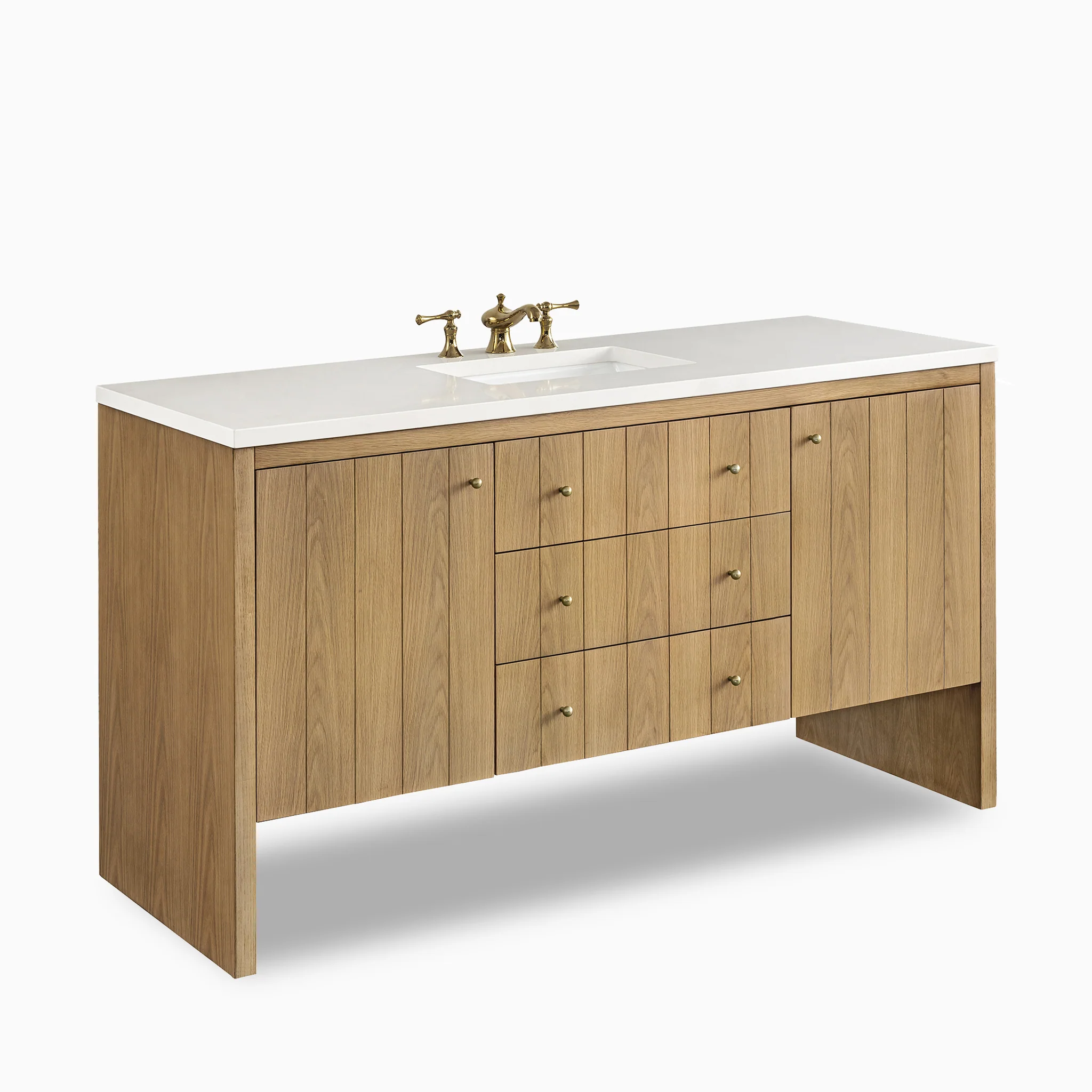 Gabriella 60" Single Vanity in Light Natural Oak with 3 cm White Zeus Quartz Top - Image 3