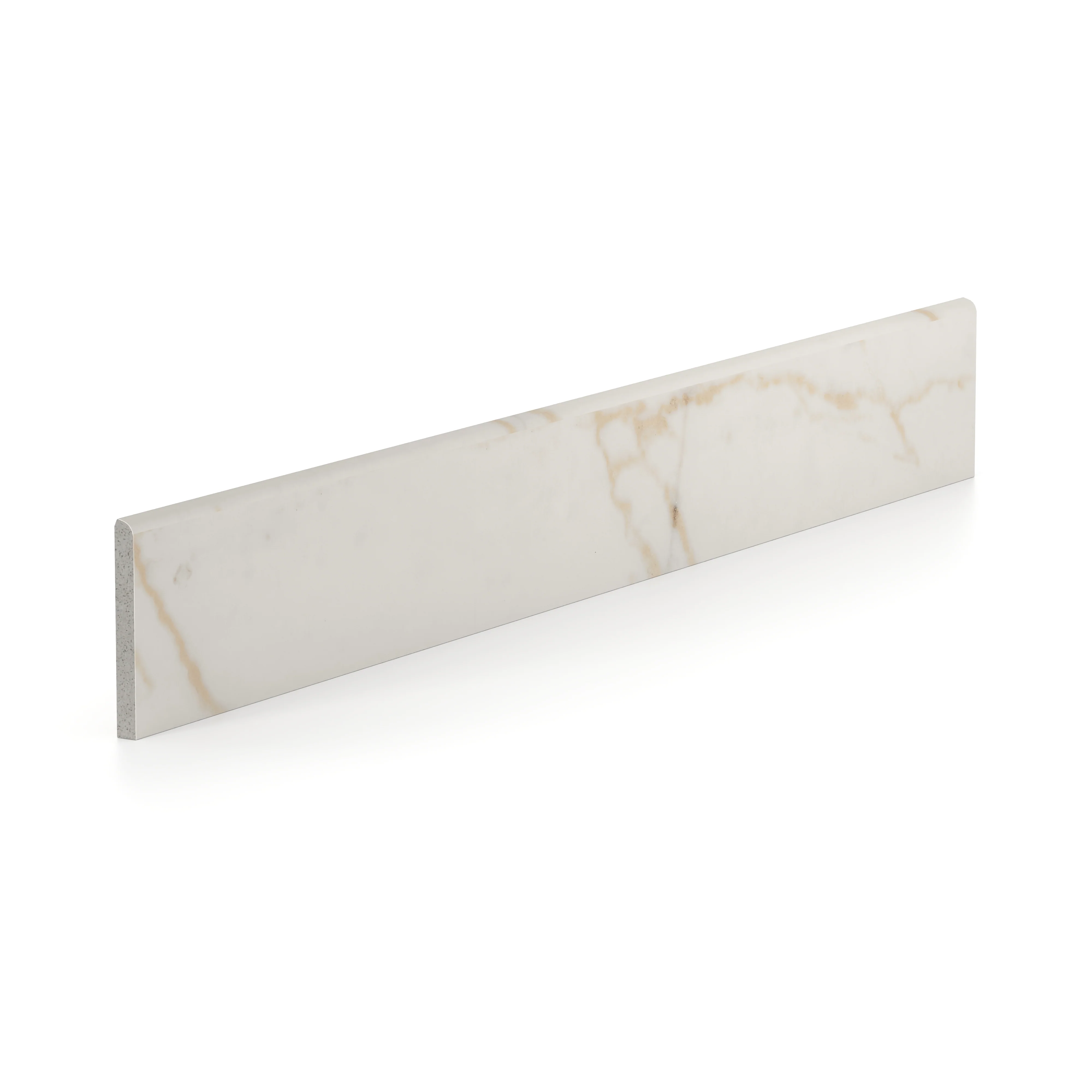 Giada 3 x 24 Matte Porcelain Bullnose Tile in Calacatta Gold - Image 2