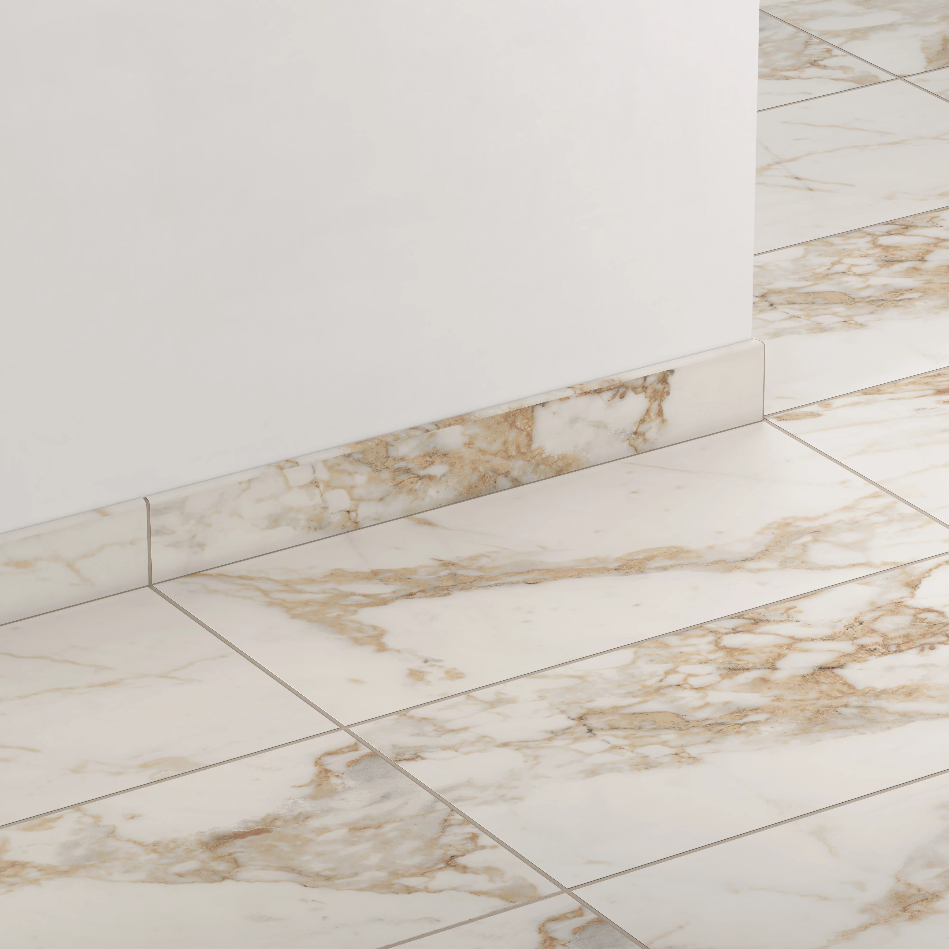 Giada 3 x 24 Matte Porcelain Bullnose Tile in Calacatta Gold - Image 3