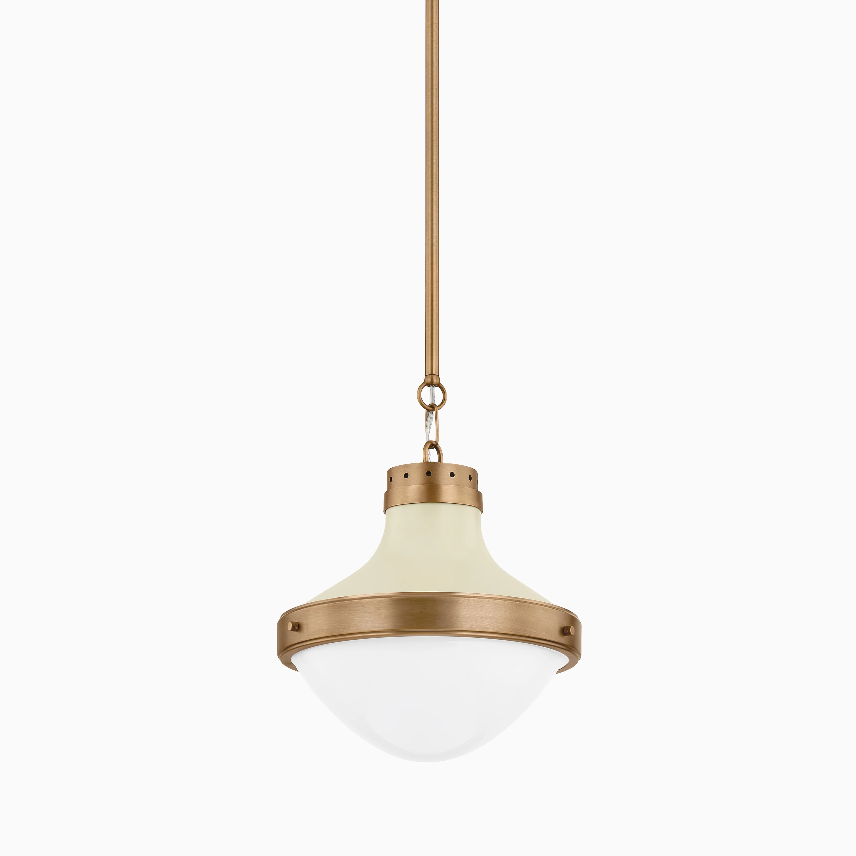 Grady Pendant in Patina Brass and Soft Sand