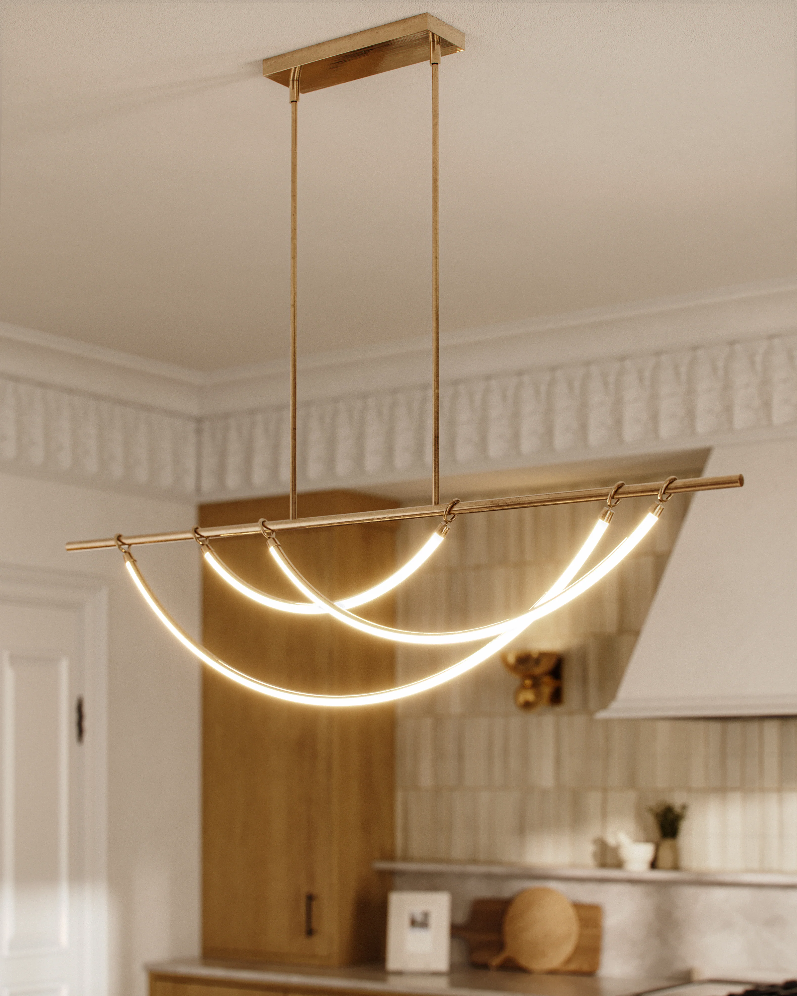 Greer 48" LED Linear Pendant in Vintage Brass, Universal Voltage - Image 5