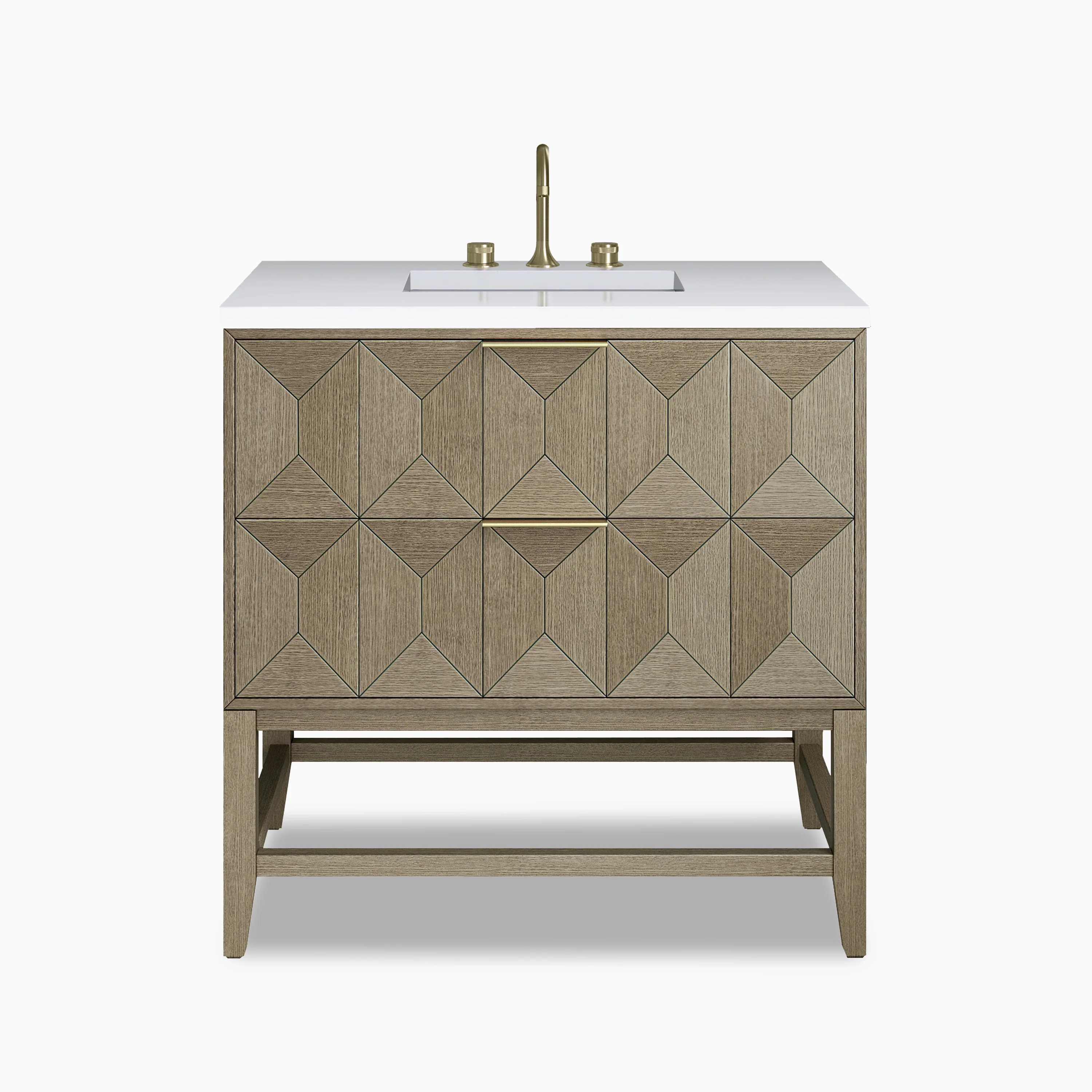 Gwen 36" Single Vanity in Pebble Oak with 3 cm White Zeus Quartz Top