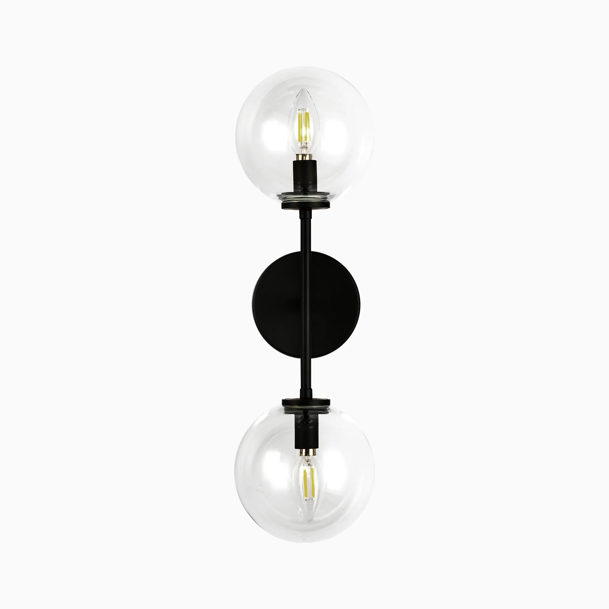 Hailey 20" 2 Lights Wall/Vanity Light in Matte Black/Clear Glass - Image 3