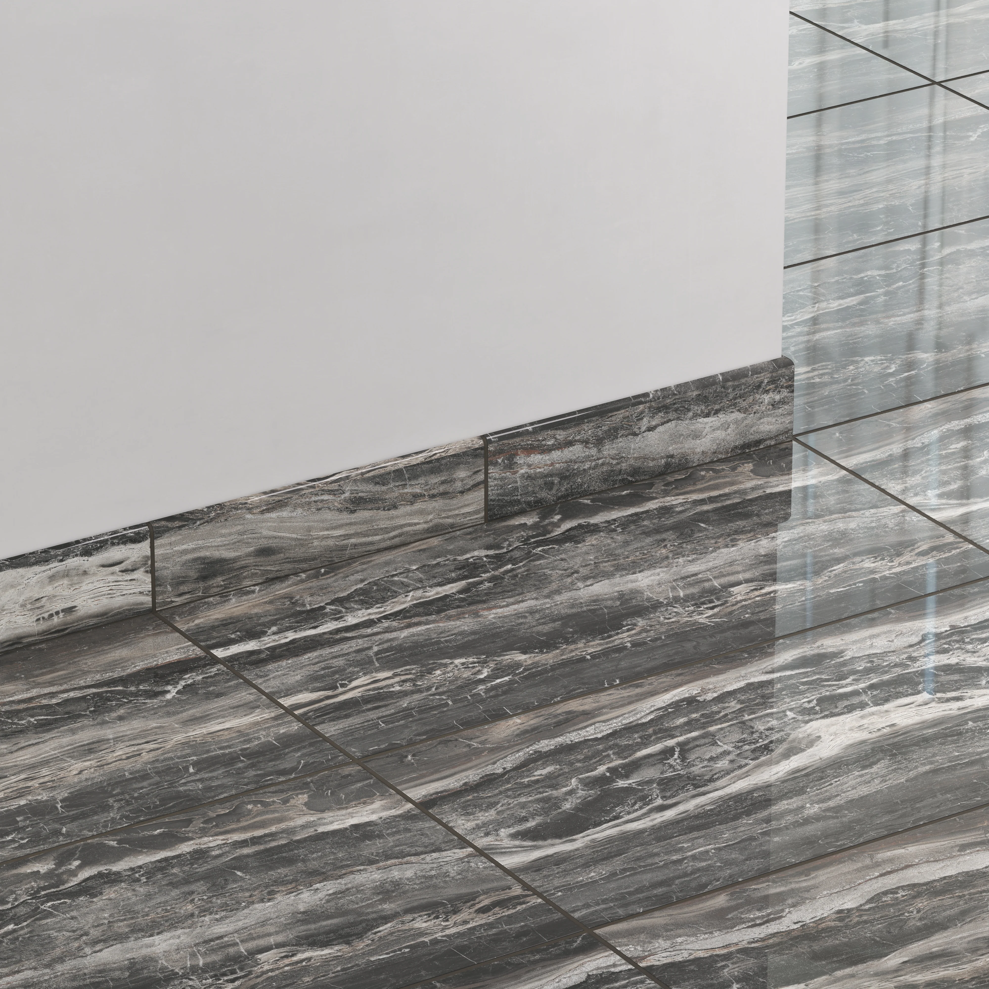 Harley 3 x 12 Polished Porcelain Bullnose Tile in Graphite - Image 3