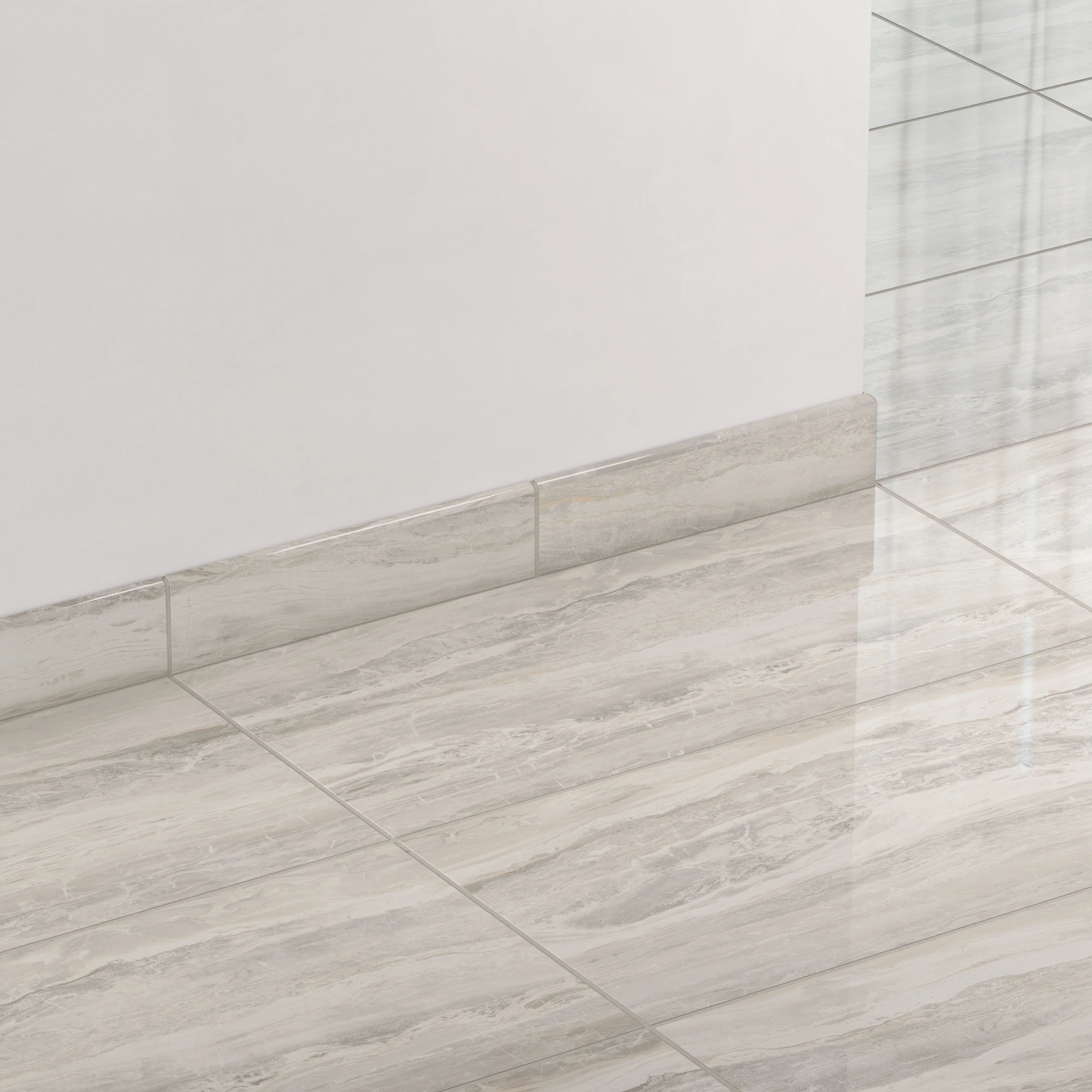 Harley 3 x 12 Polished Porcelain Bullnose Tile in Greige - Image 3