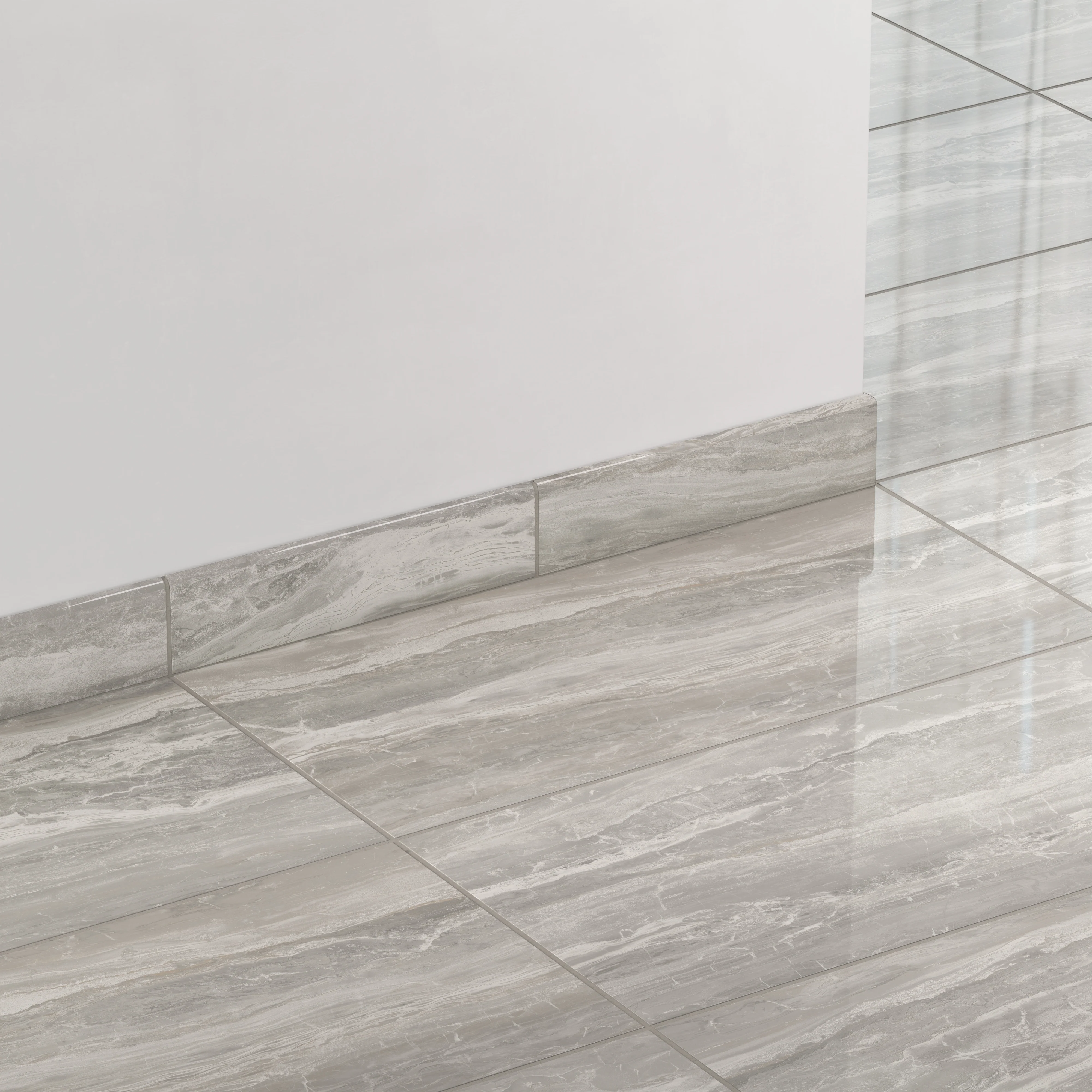 Harley 3 x 12 Polished Porcelain Bullnose Tile in Taupe - Image 3