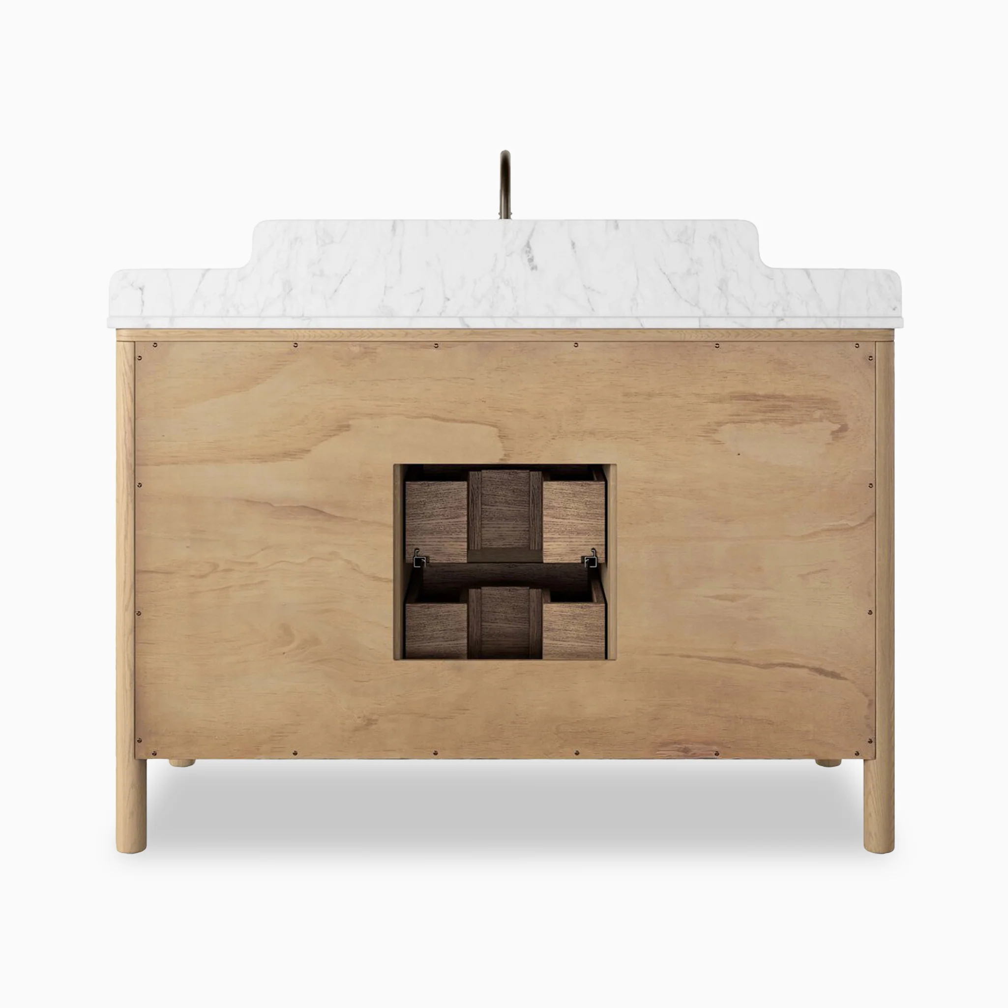 Heidi 48.5" Single Vanity in Satin Light Wash Oak Veneer with Carrara Marble Top - Image 5