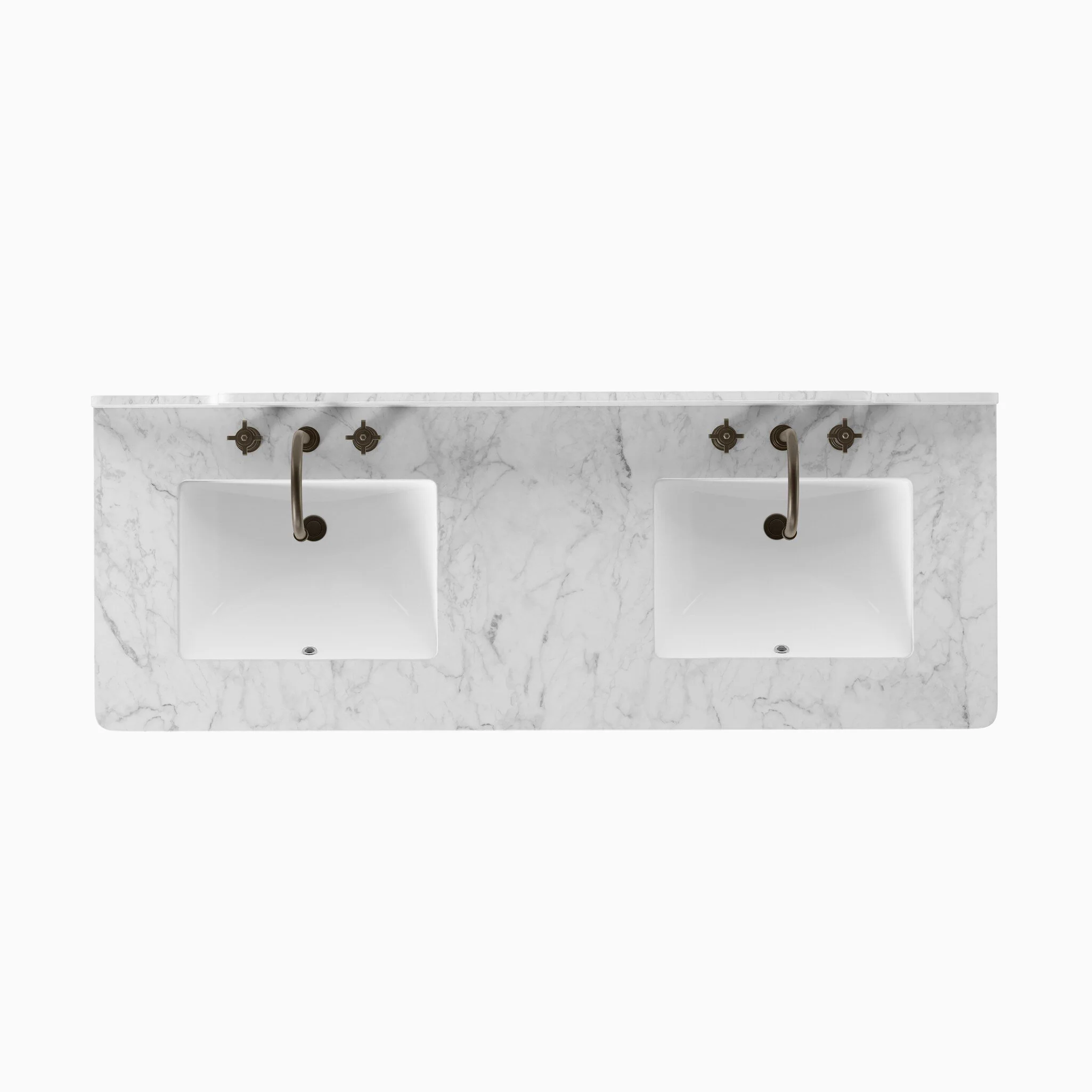 Heidi 60.5" Double Vanity in Satin Light Wash Oak Veneer with Carrara Marble Top - Image 9