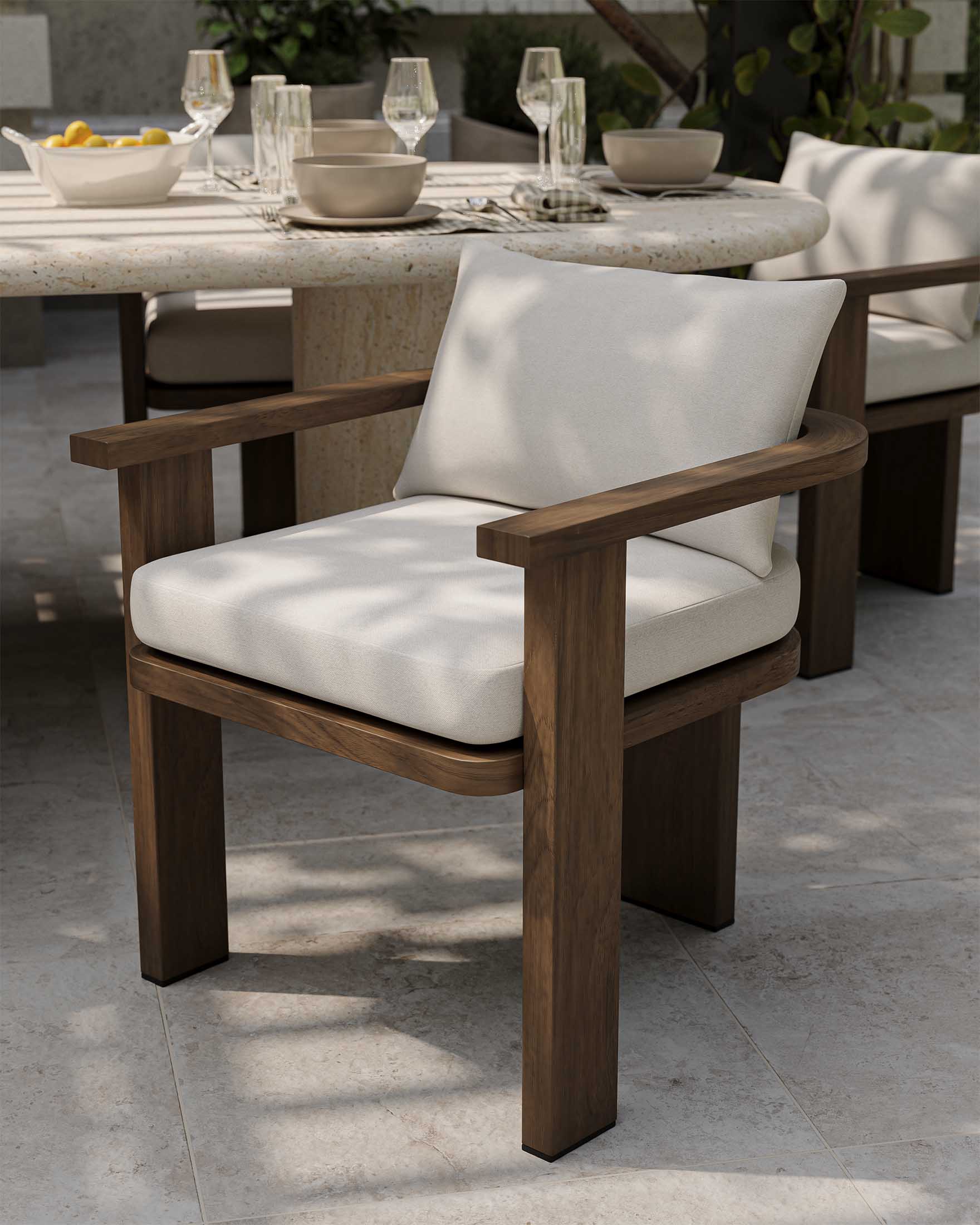 Hightide Outdoor Dining Armchair in Stained Aged Grey/Alessi Linen - Image 3