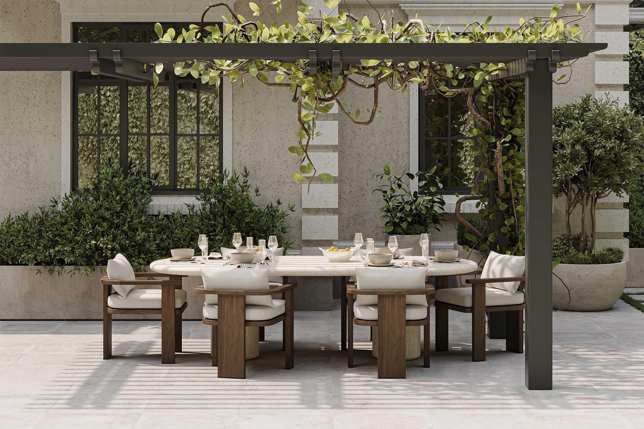 Hightide Outdoor Dining Armchair in Stained Aged Grey/Alessi Linen - Image 7