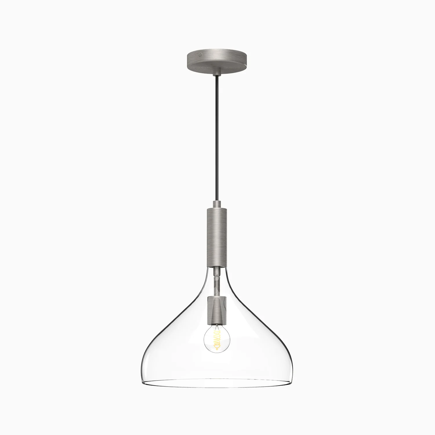 Hopkins 12" 1 Light Pendant in Brushed Nickel/Clear Glass