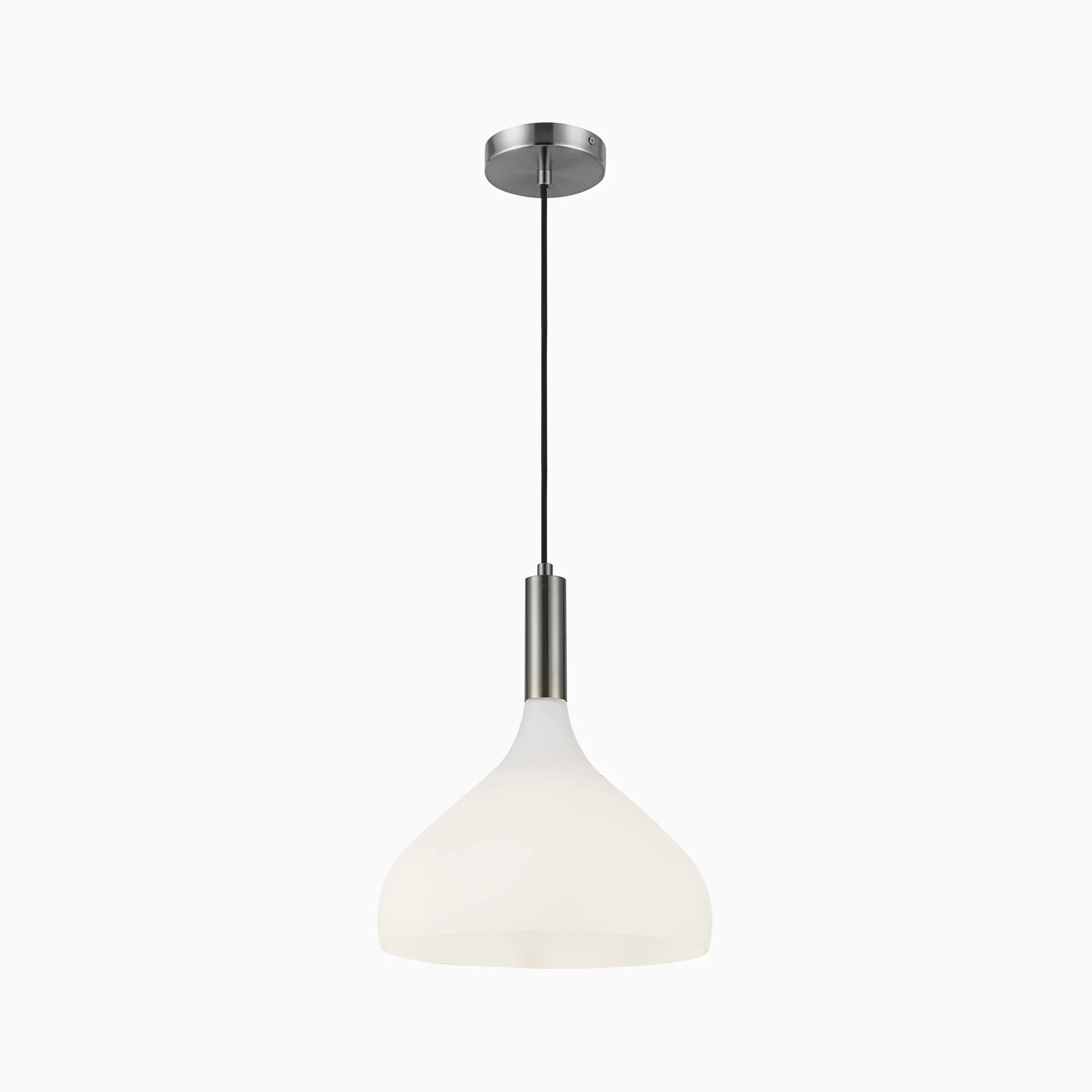 Hopkins 12" 1 Light Pendant in Brushed Nickel/Opal Glass - Image 2