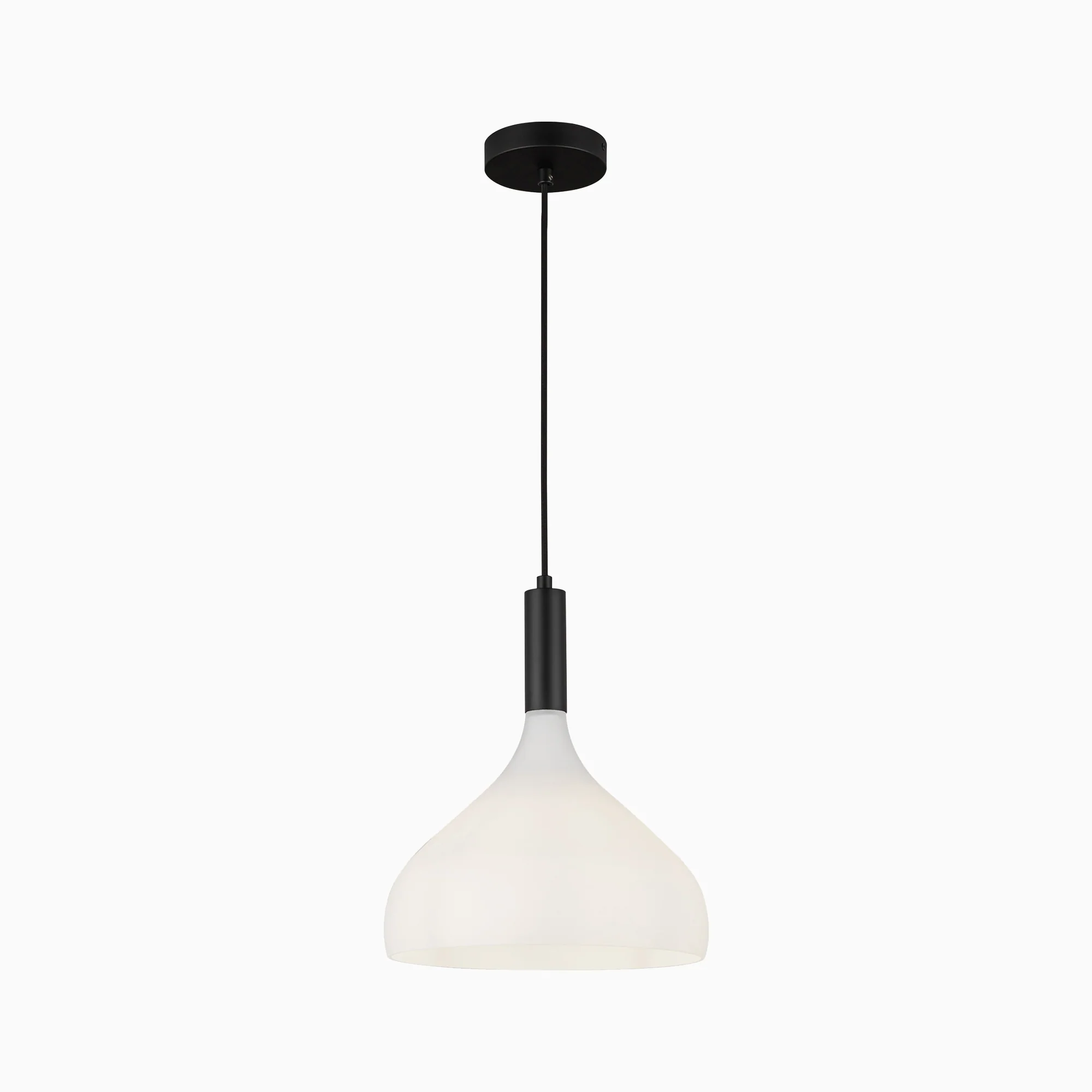 Hopkins 12" 1 Light Pendant in Matte Black/Opal Glass - Image 4