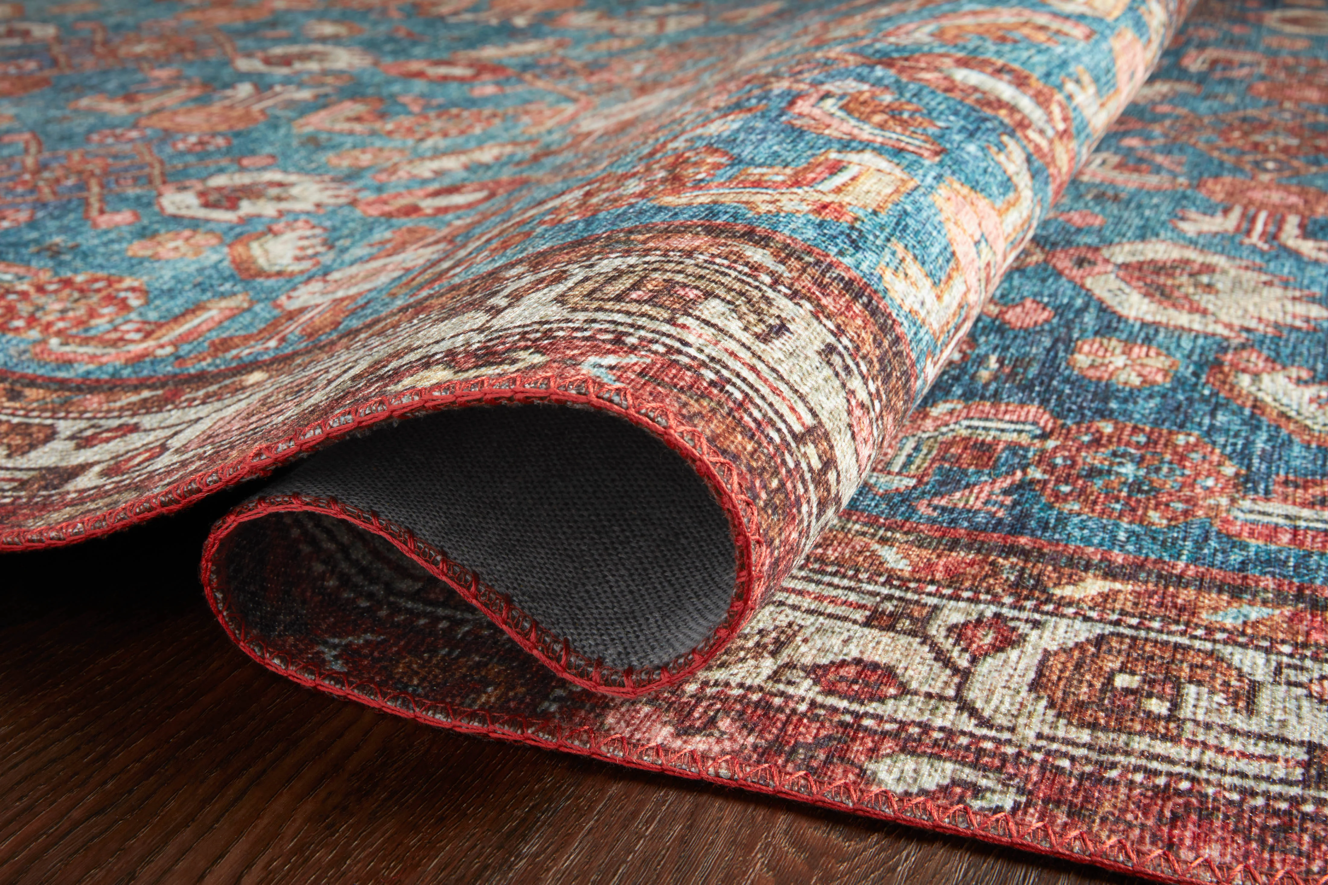 Hutchinson Rug in Marine / Crimson - Image 5