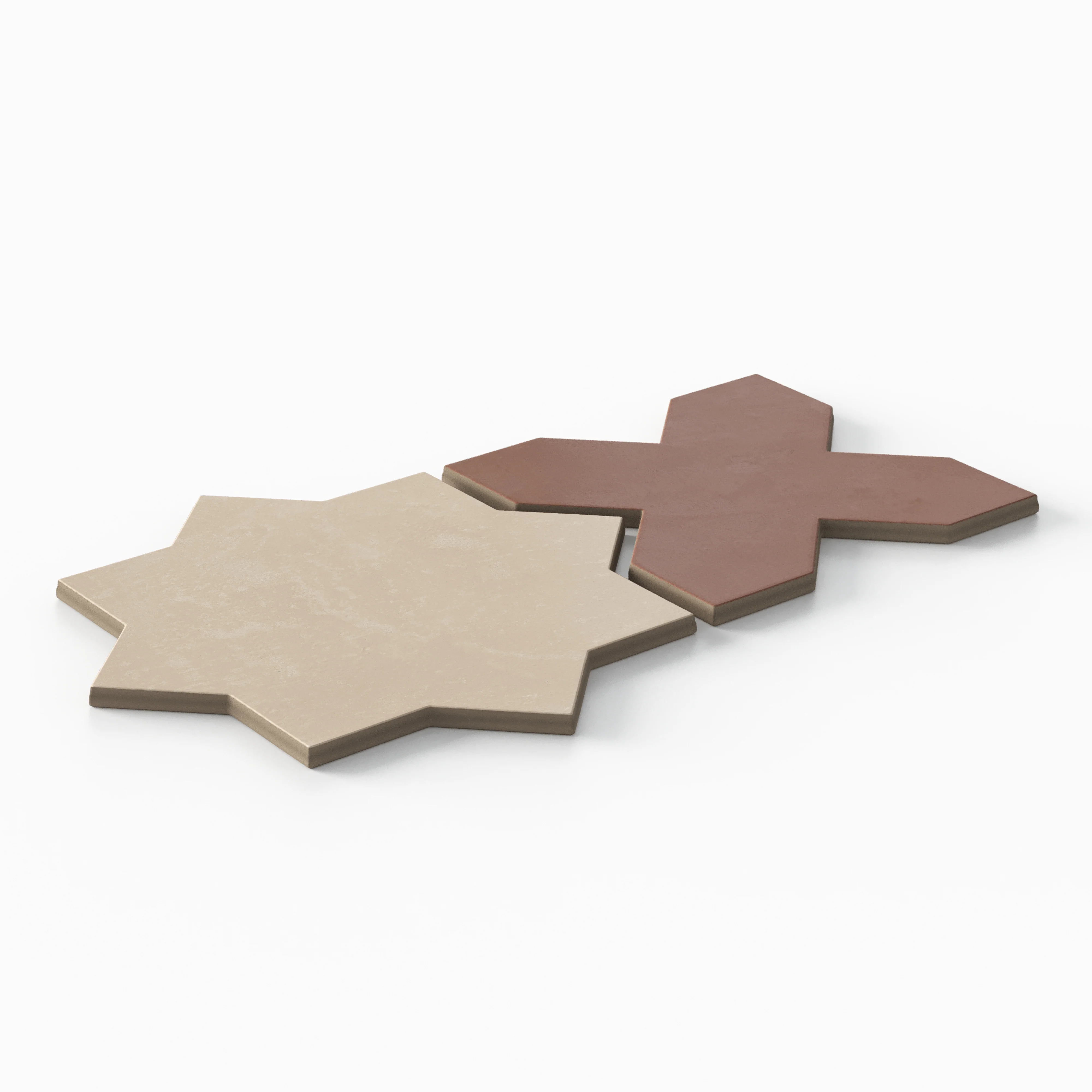 Isabel 11 x 11 Matte Porcelain Tile Star in Almond Mist and Cross in Burnt Umber - Image 3