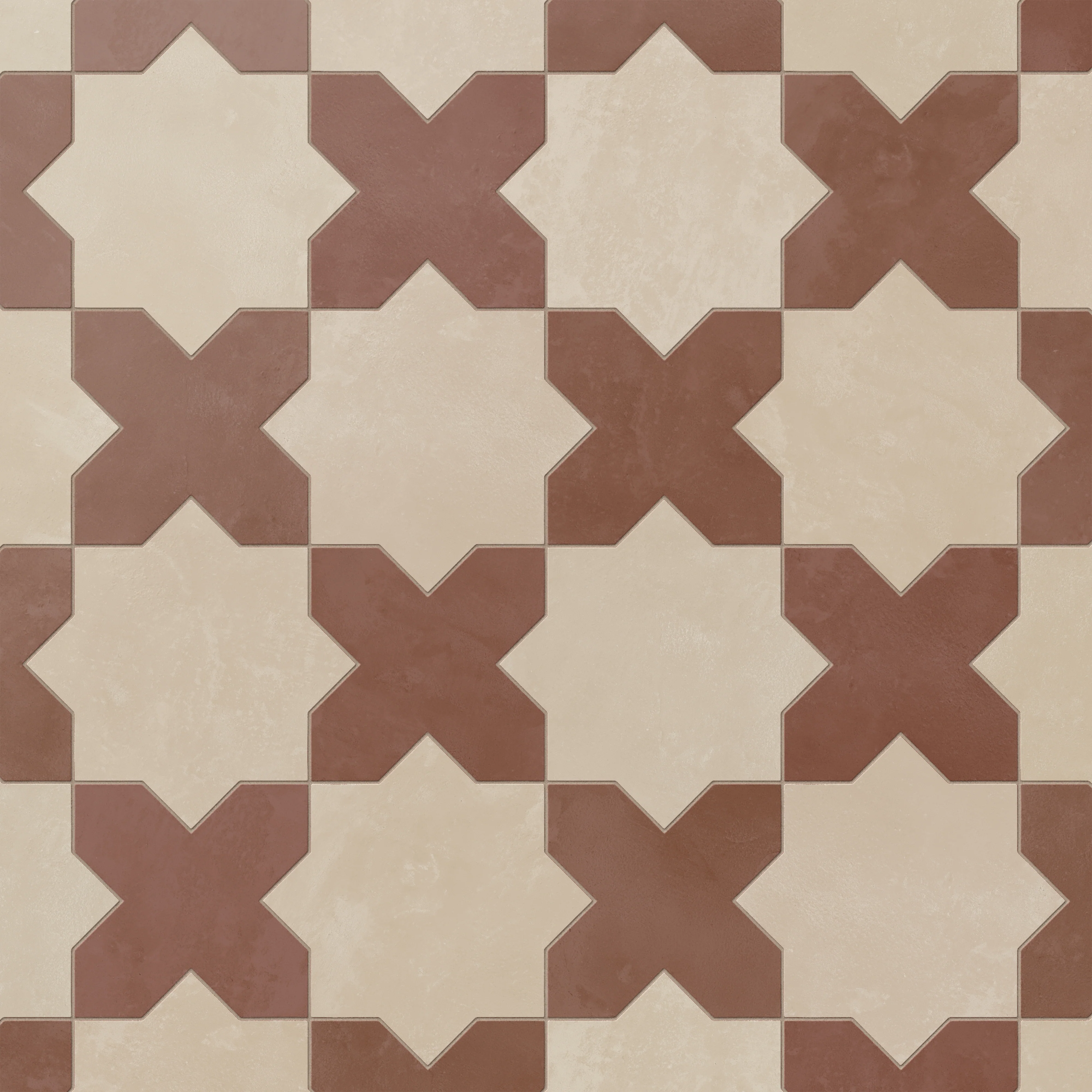 Isabel 11 x 11 Matte Porcelain Tile Star in Almond Mist and Cross in Burnt Umber - Image 4