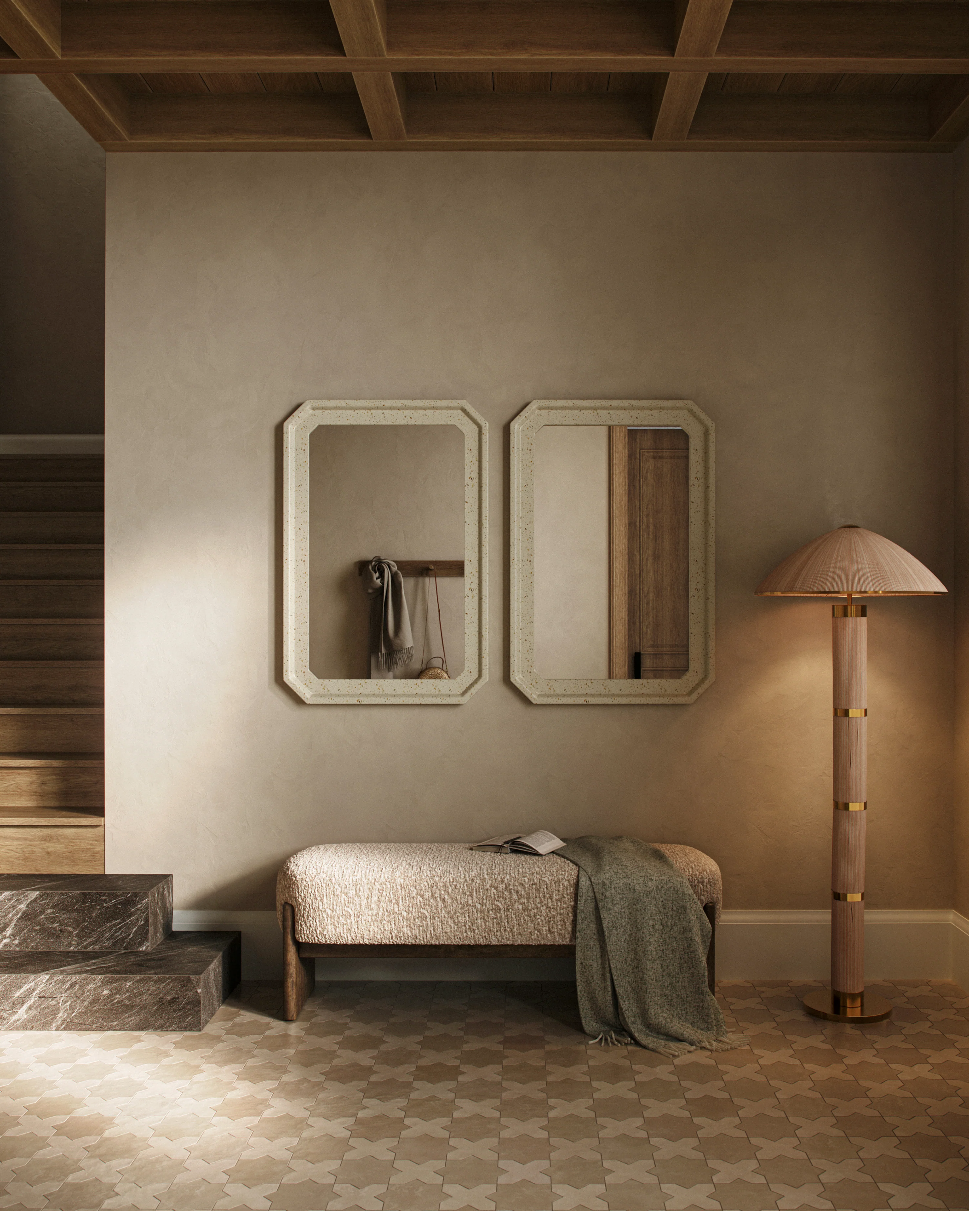 Isabel 11 x 11 Matte Porcelain Tile Star in Almond Mist and Cross in Frosted Linen - Image 6