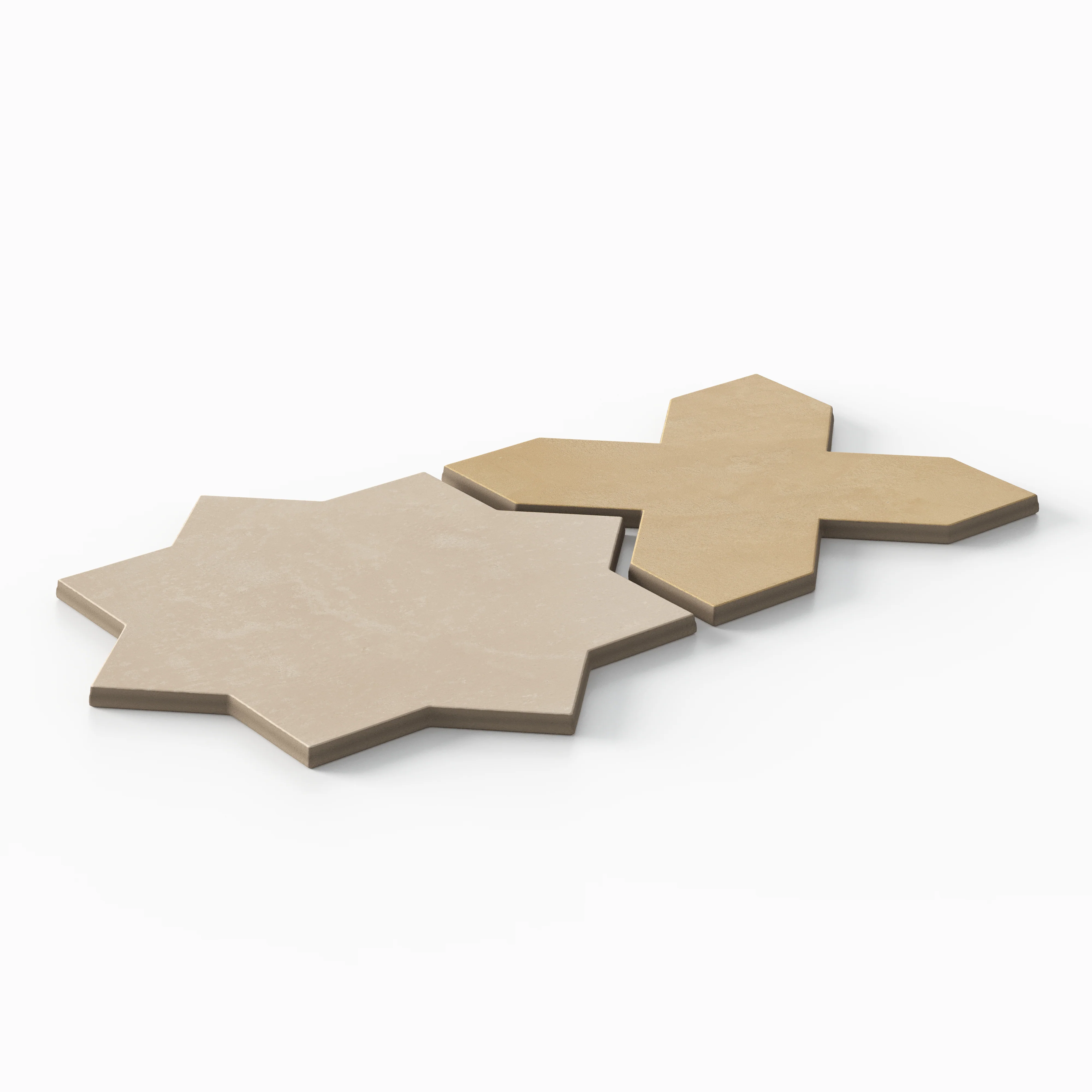 Isabel 11 x 11 Matte Porcelain Tile Star in Almond Mist and Cross in Golden Sky - Image 3