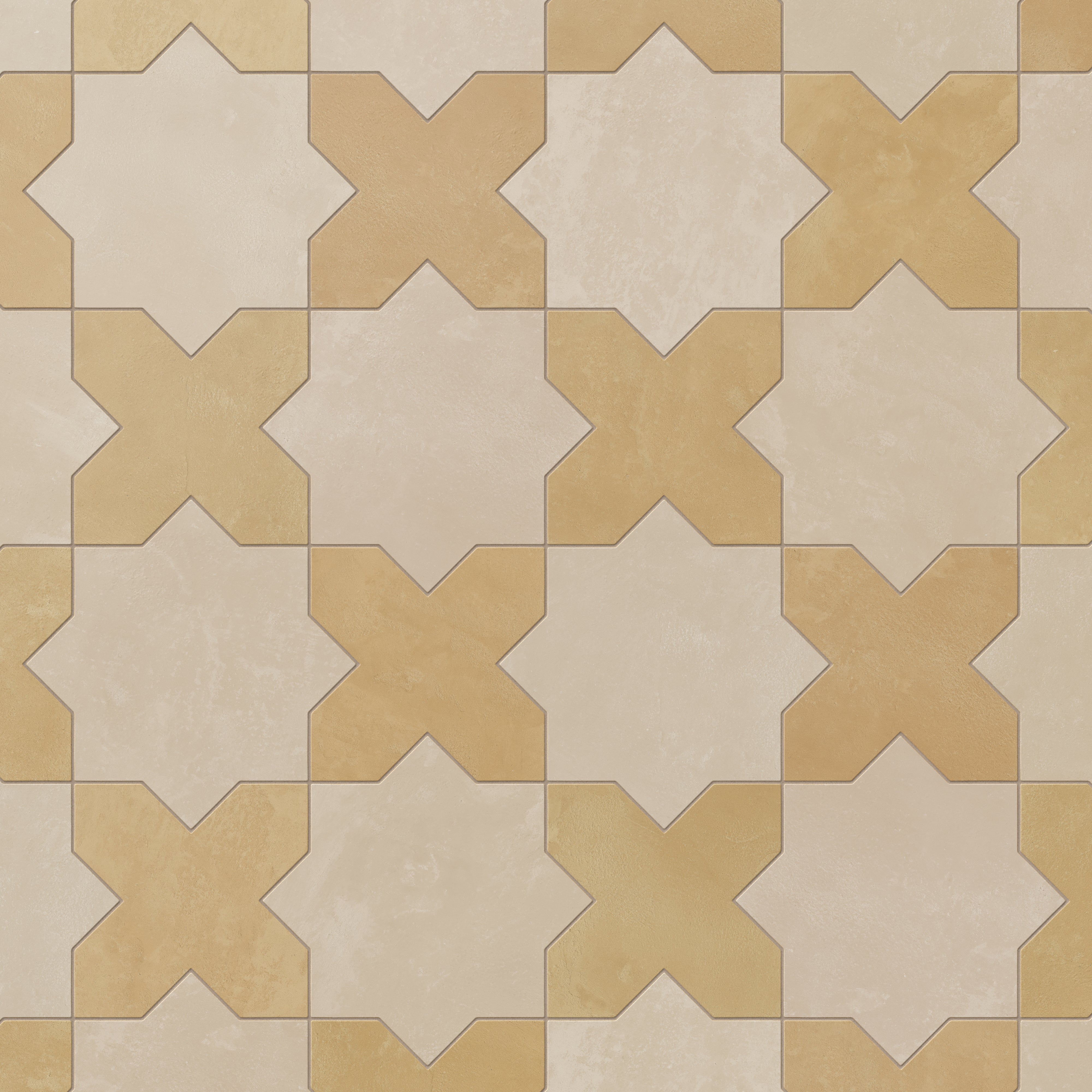 Isabel 11 x 11 Matte Porcelain Tile Star in Almond Mist and Cross in Golden Sky - Image 4
