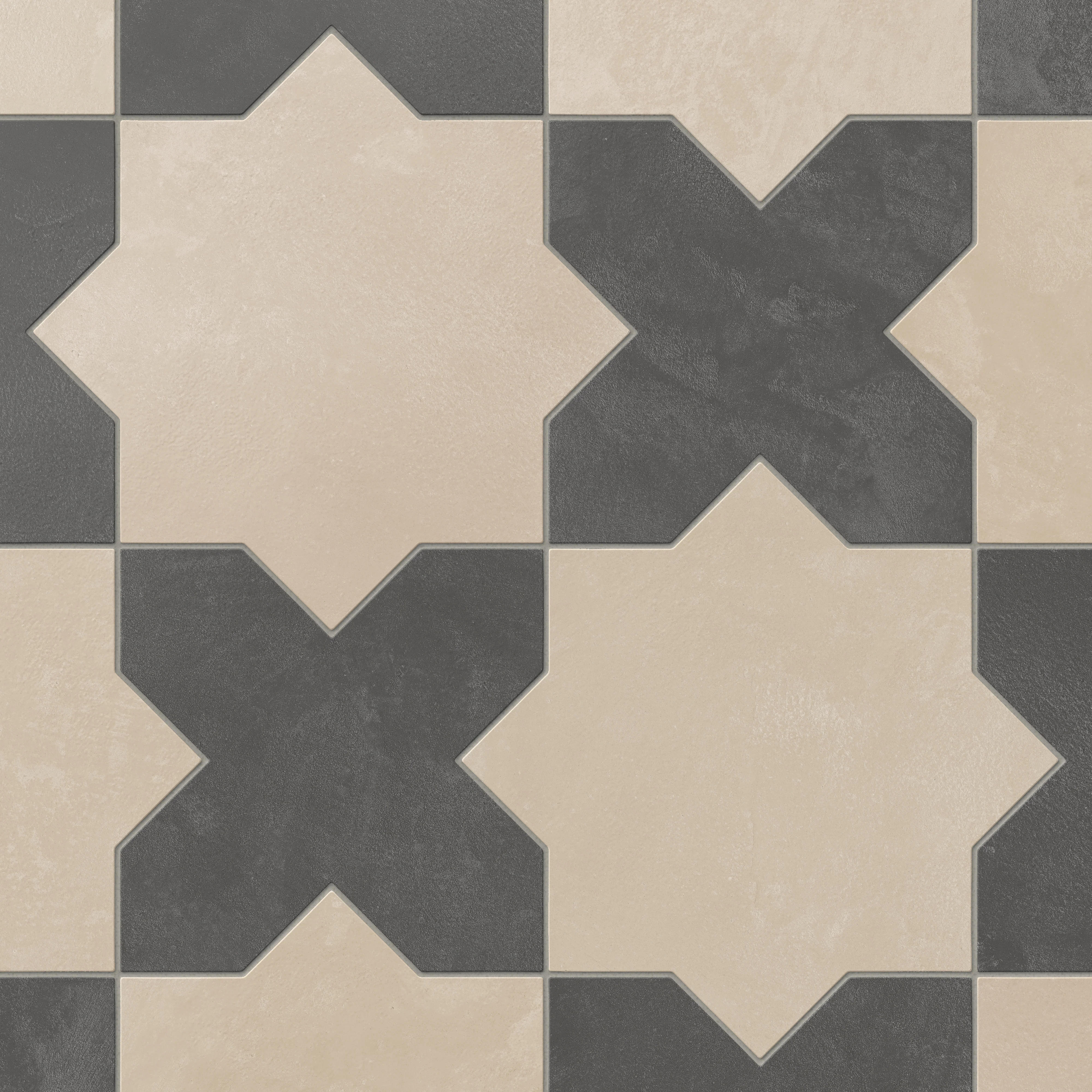 Isabel 11 x 11 Matte Porcelain Tile Star in Almond Mist and Cross in Midnight Slate