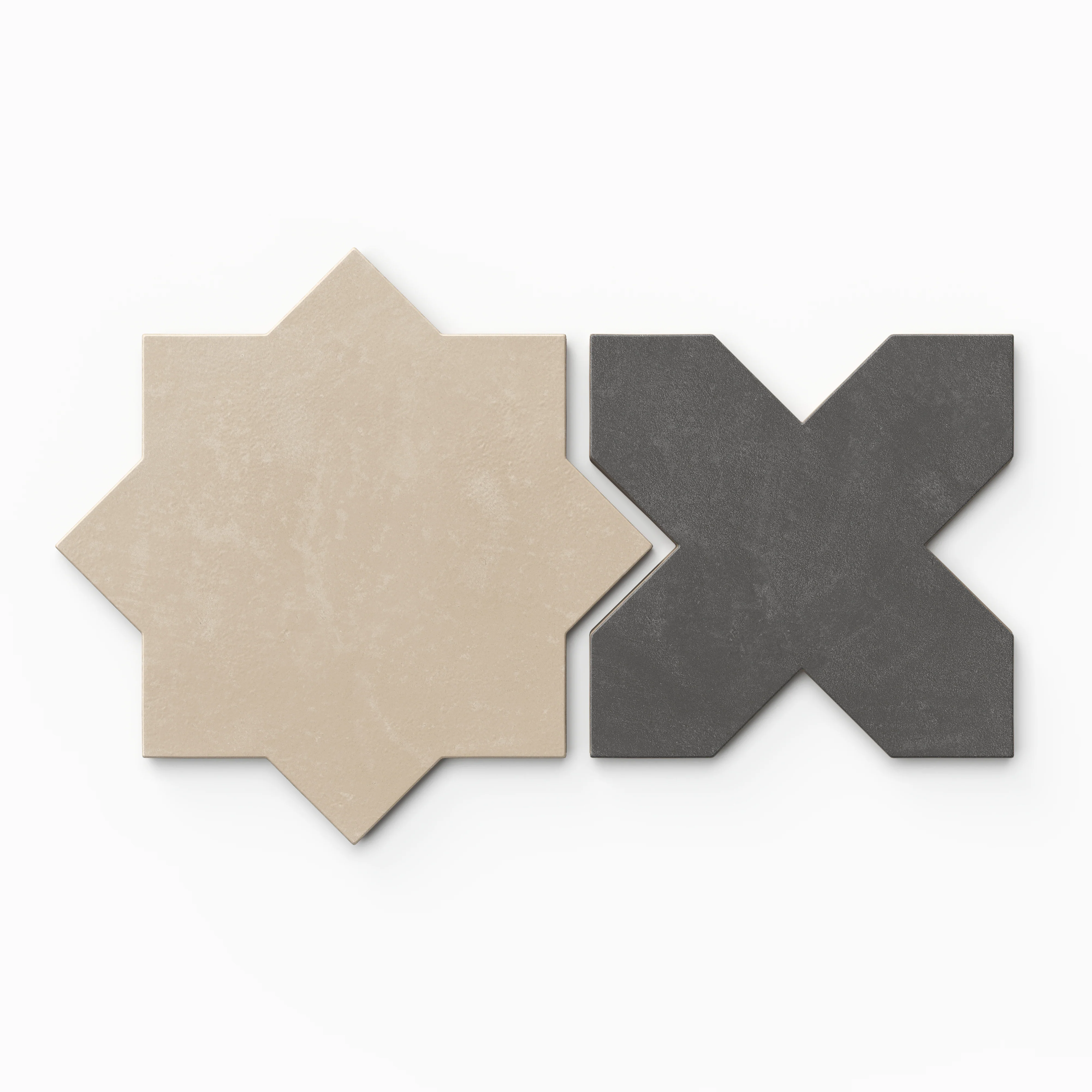 Isabel 11 x 11 Matte Porcelain Tile Star in Almond Mist and Cross in Midnight Slate - Image 2