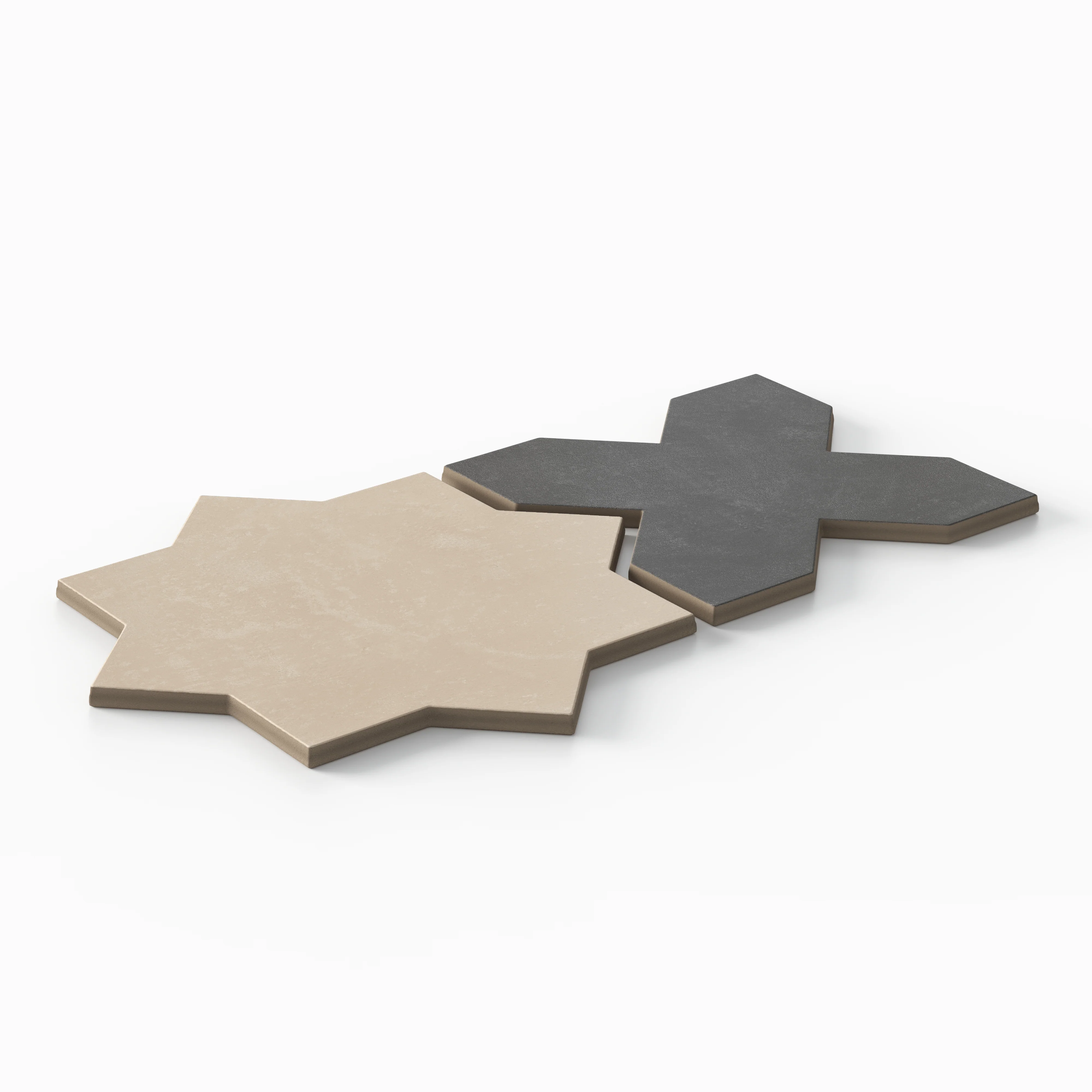 Isabel 11 x 11 Matte Porcelain Tile Star in Almond Mist and Cross in Midnight Slate - Image 3