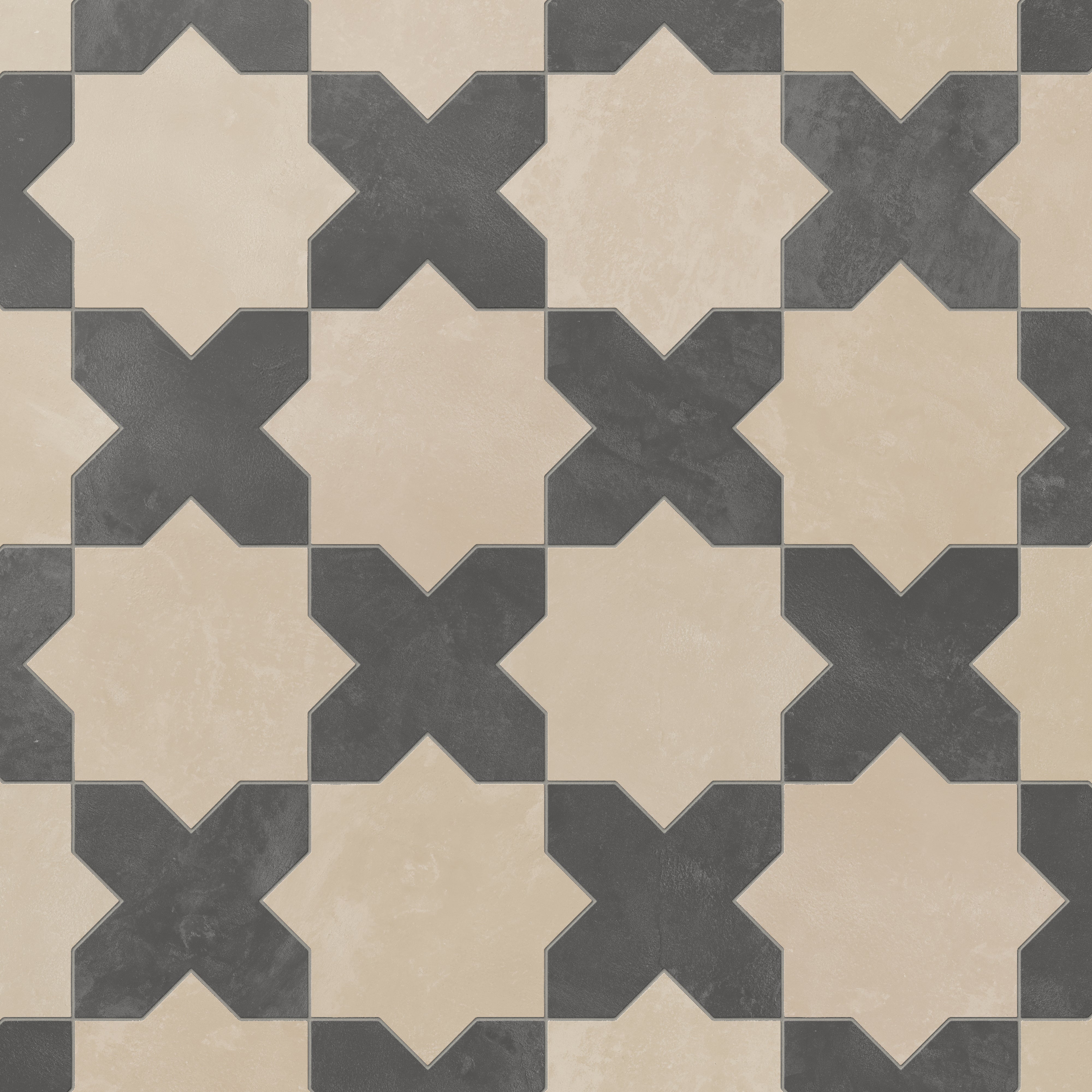 Isabel 11 x 11 Matte Porcelain Tile Star in Almond Mist and Cross in Midnight Slate - Image 4