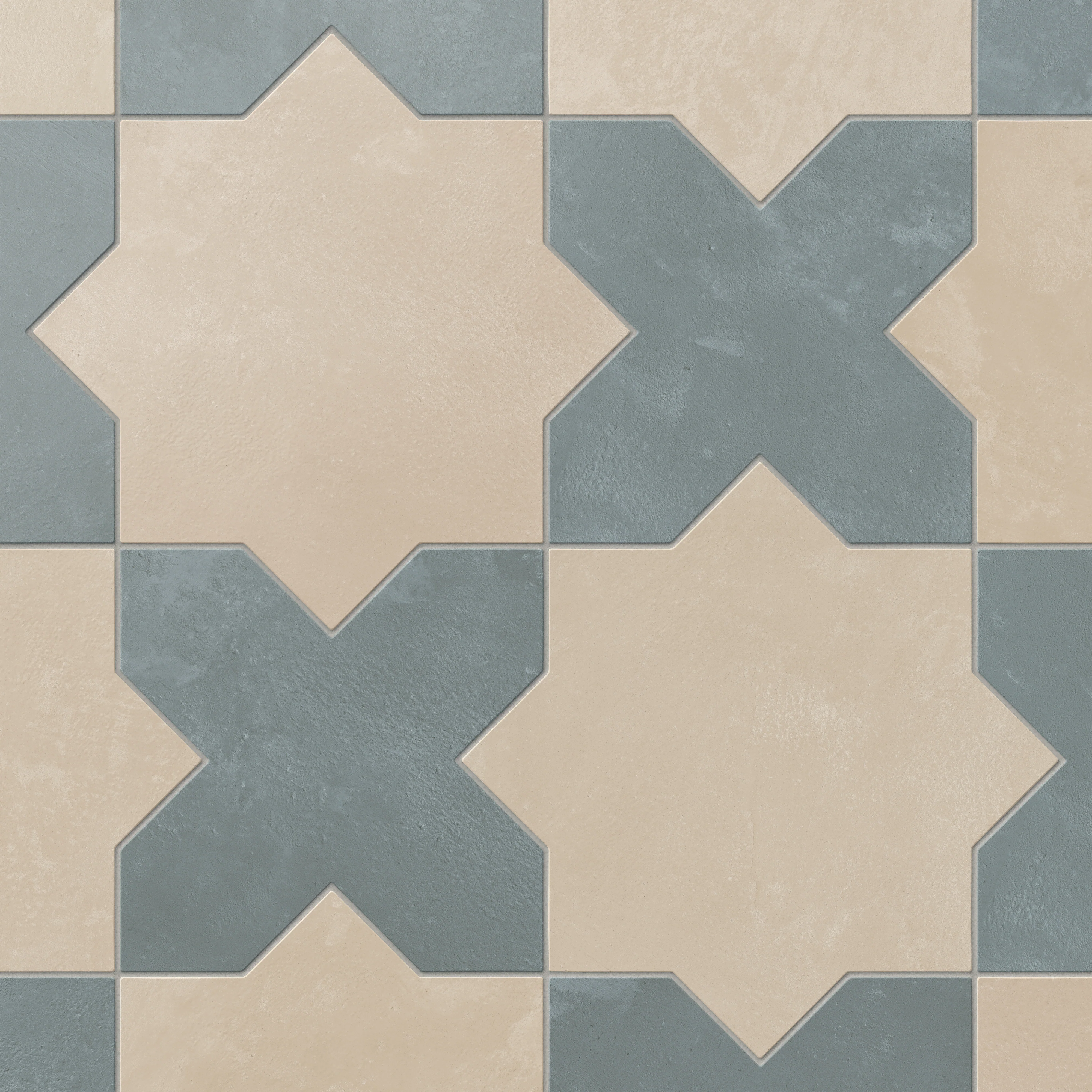 Isabel 11 x 11 Matte Porcelain Tile Star in Almond Mist and Cross in Saltwater