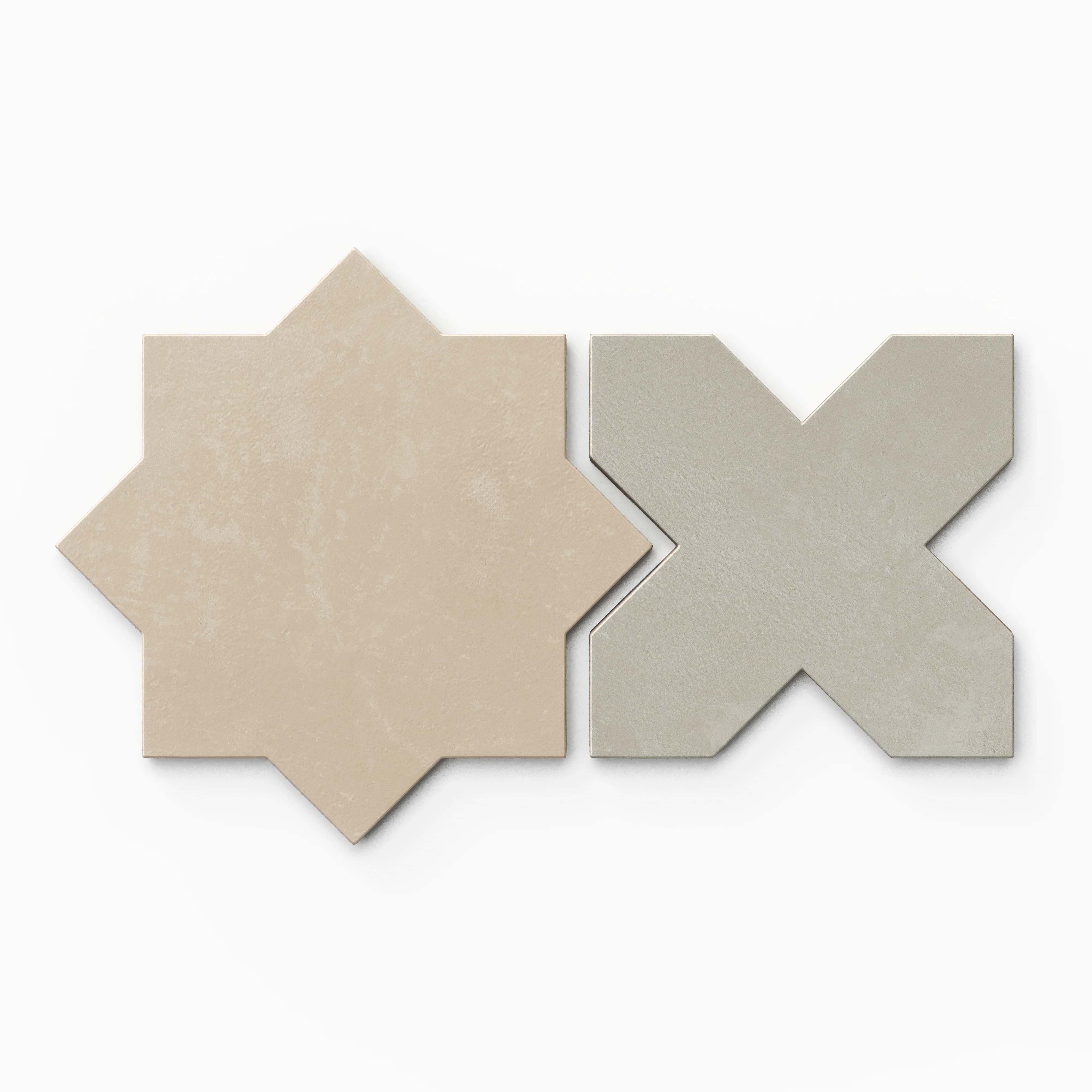 Isabel 11 x 11 Matte Porcelain Tile Star in Almond Mist and Cross in Silverstone - Image 2